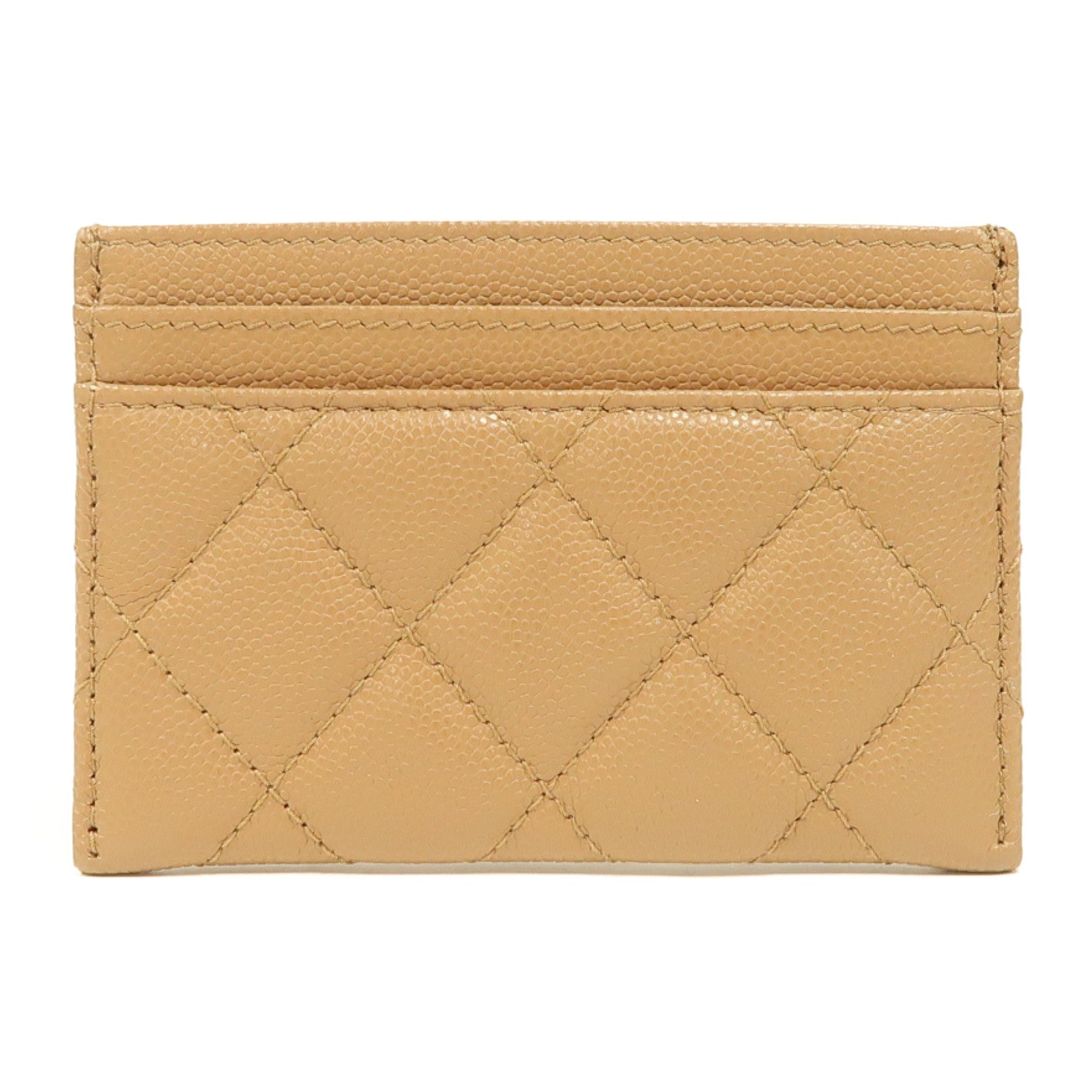 CHANEL 菱格牛皮皮革Card Case金扣卡片套裸色