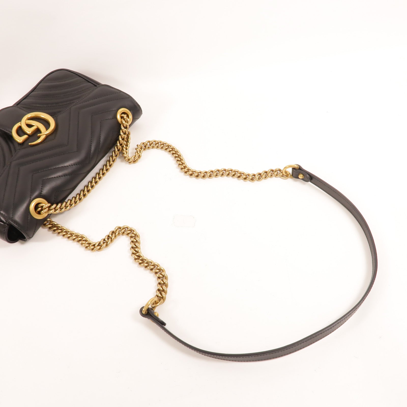 GUCCI 牛皮皮革GG Marmont金扣鏈帶肩背袋
