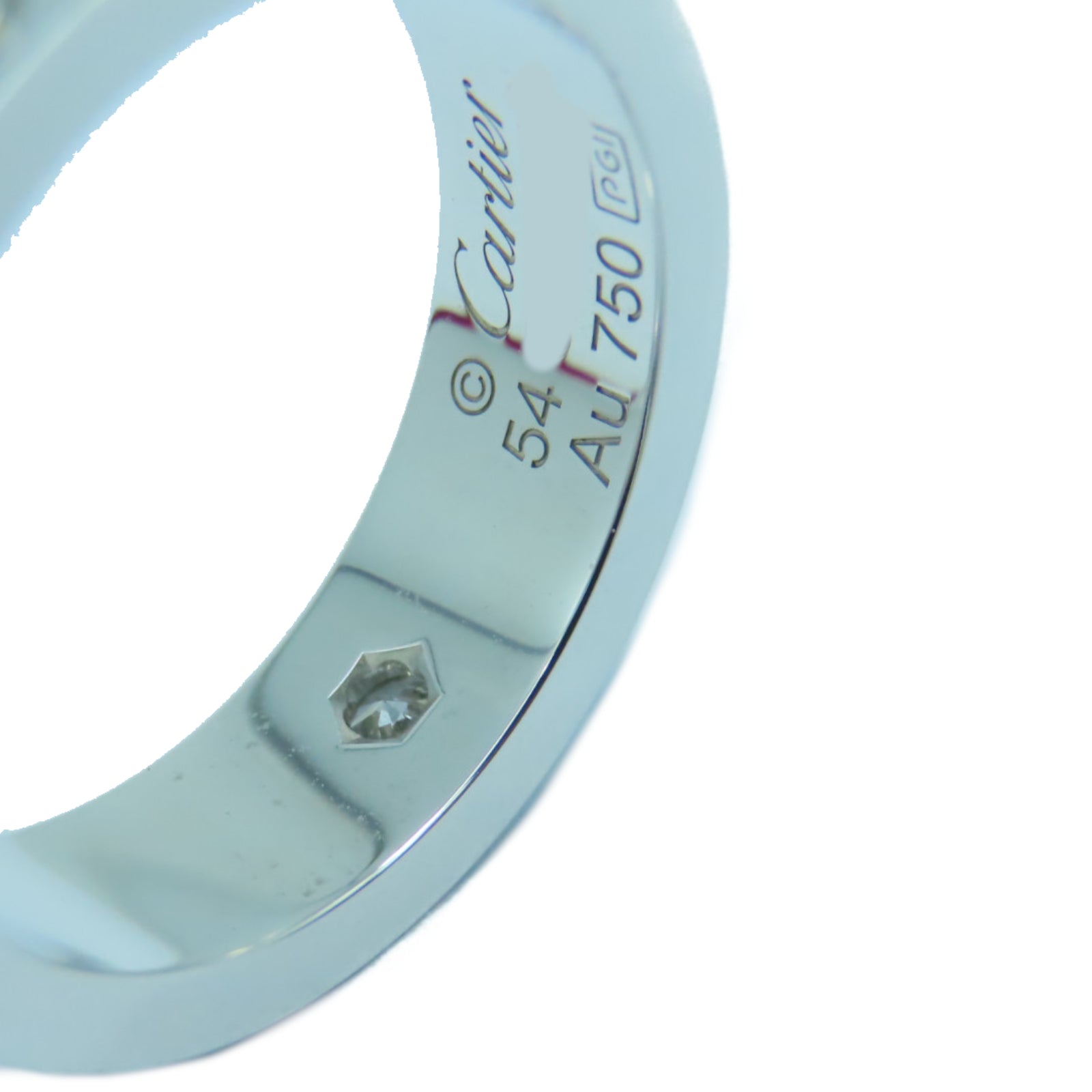 CARTIER 【激減優惠】18K白金Love Ring鑽石戒指Cartier#54/US#6.75