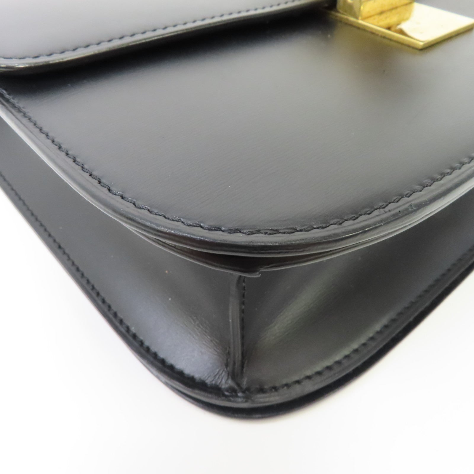 CELINE 牛皮皮革Shoulder Bag金扣肩背袋黑色