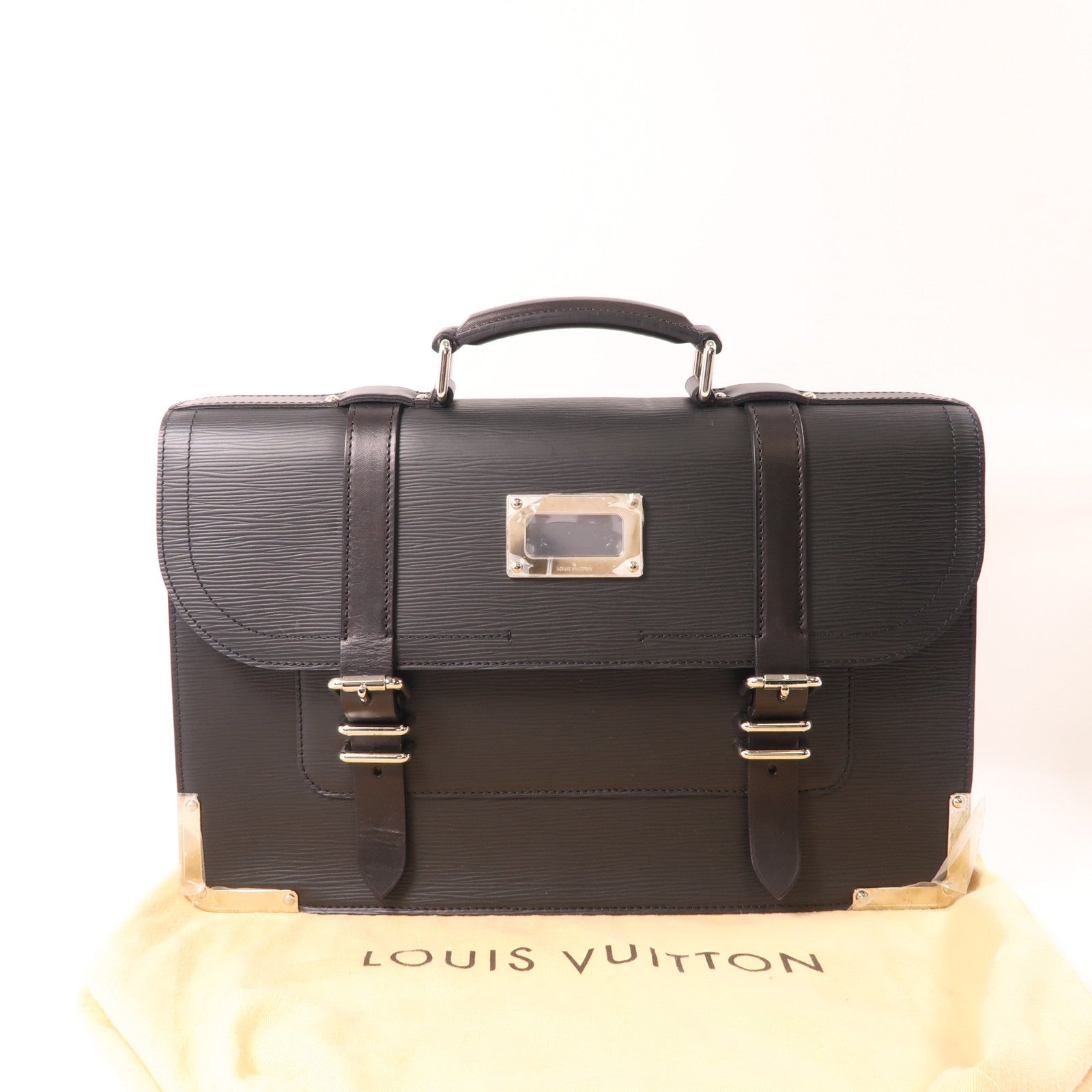 LOUIS VUITTON Epi Larry Business Bag銀扣公事包黑色