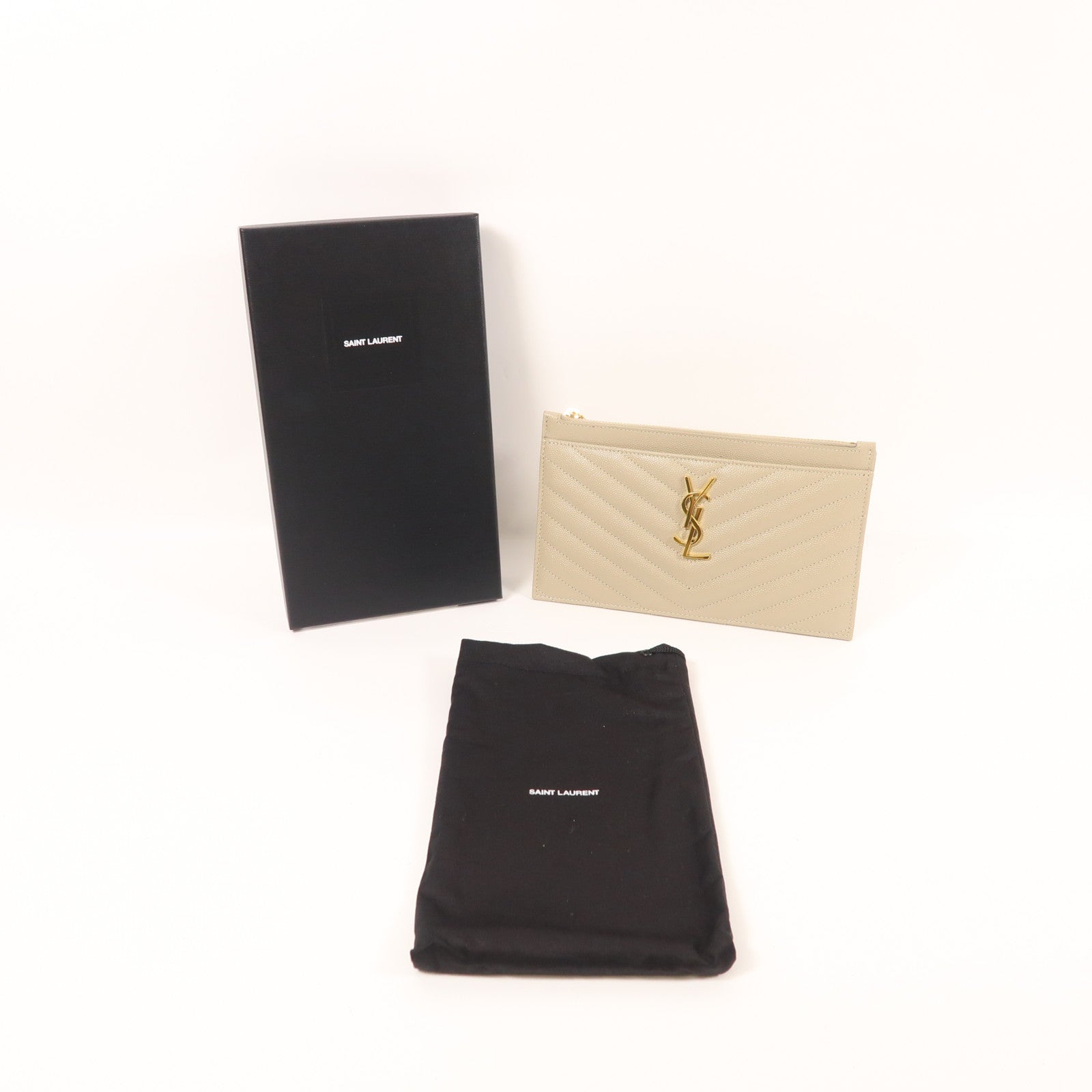 SAINT LAURENT 牛皮皮革Long Wallet金扣長錢包