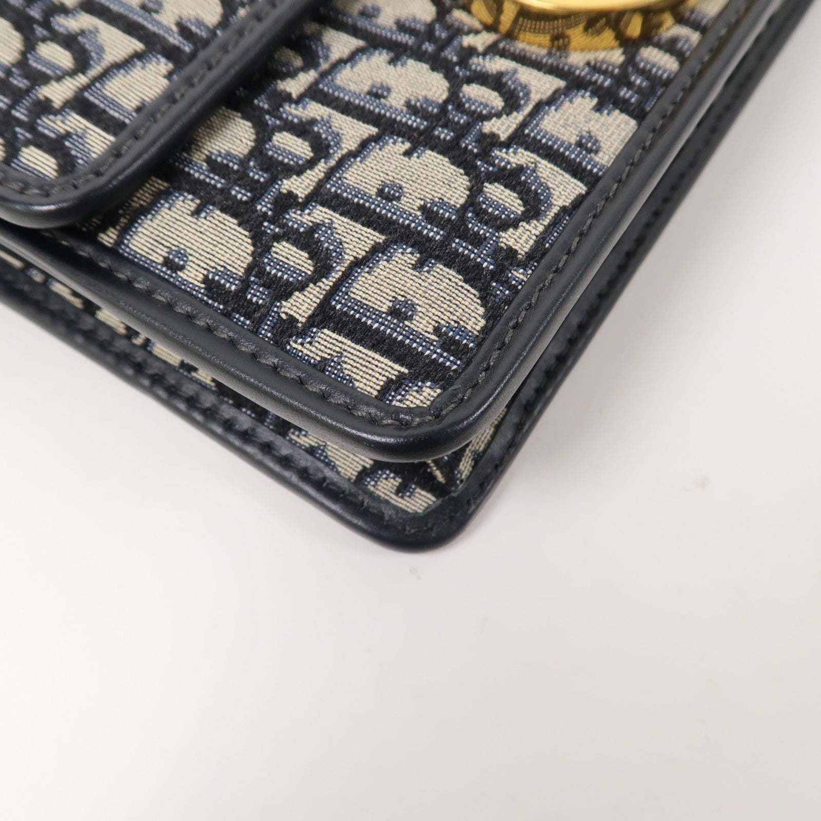 Dior 帆布/牛皮皮革30 Montaigne金扣肩背袋藍色