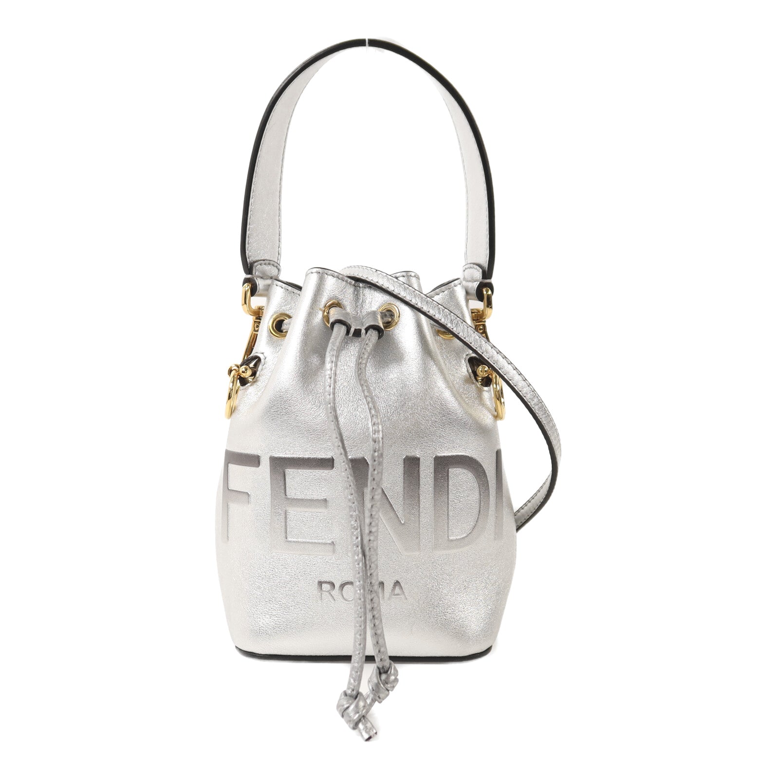 FENDI 牛皮皮革Mon Tresor Bucket Bag金扣手挽肩背兩用袋