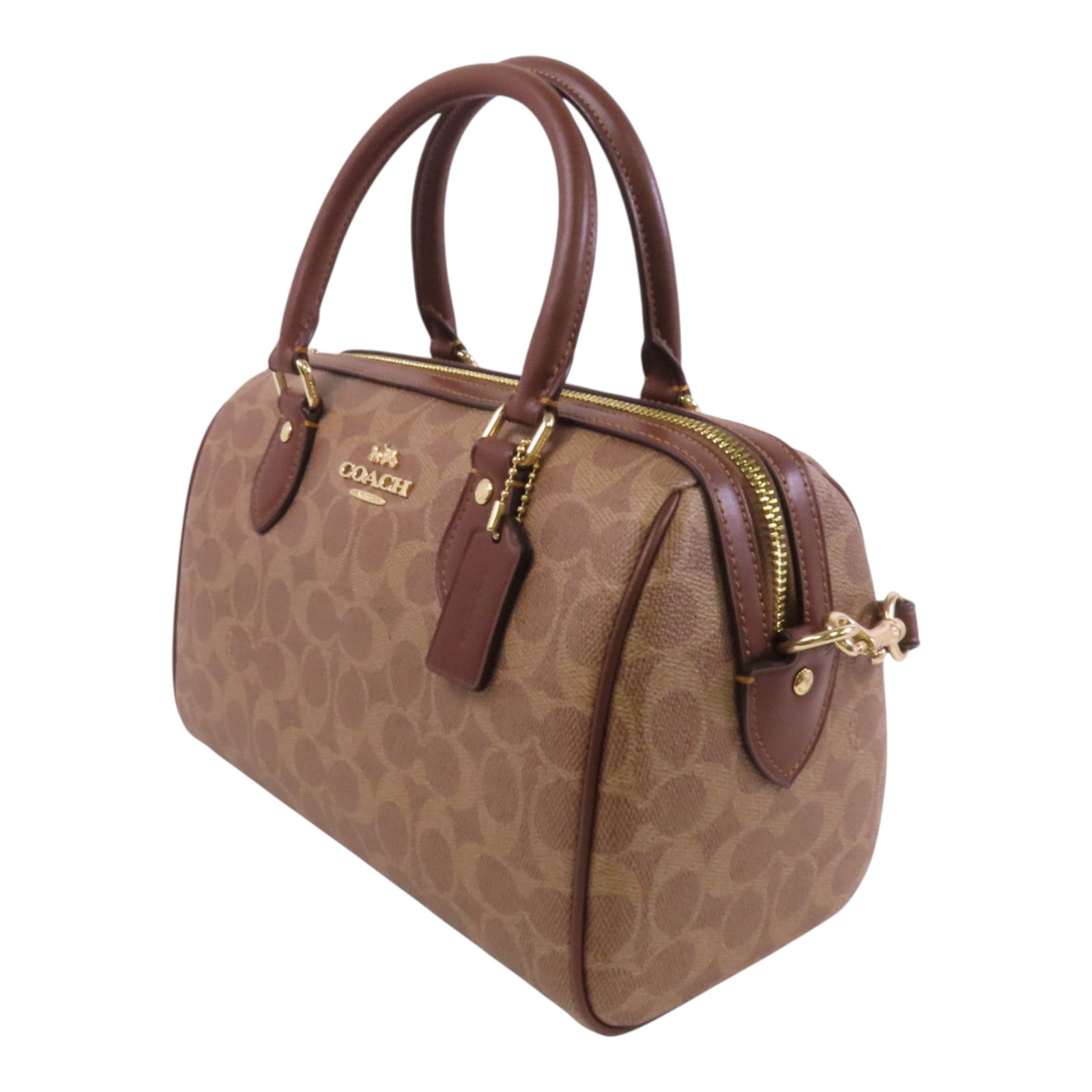 COACH 塗層帆布2Way Shoulder Bag金扣手挽肩背兩用袋