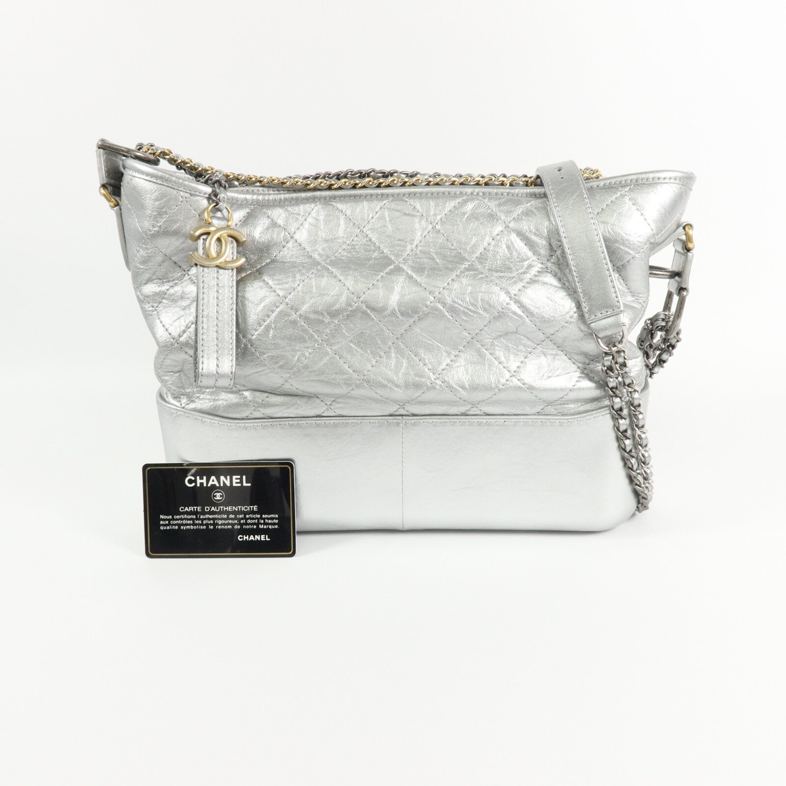 CHANEL 牛皮皮革Gabrielle Hobo Medium鏈帶肩背袋