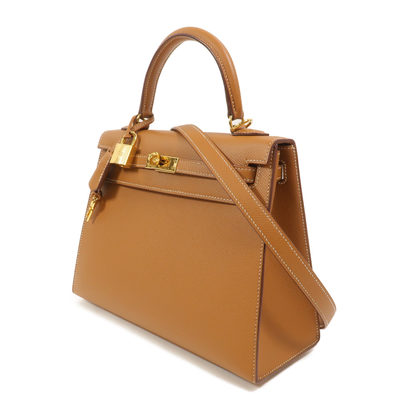 HERMES Epsom皮革Kelly 25手挽肩背兩用袋Gold