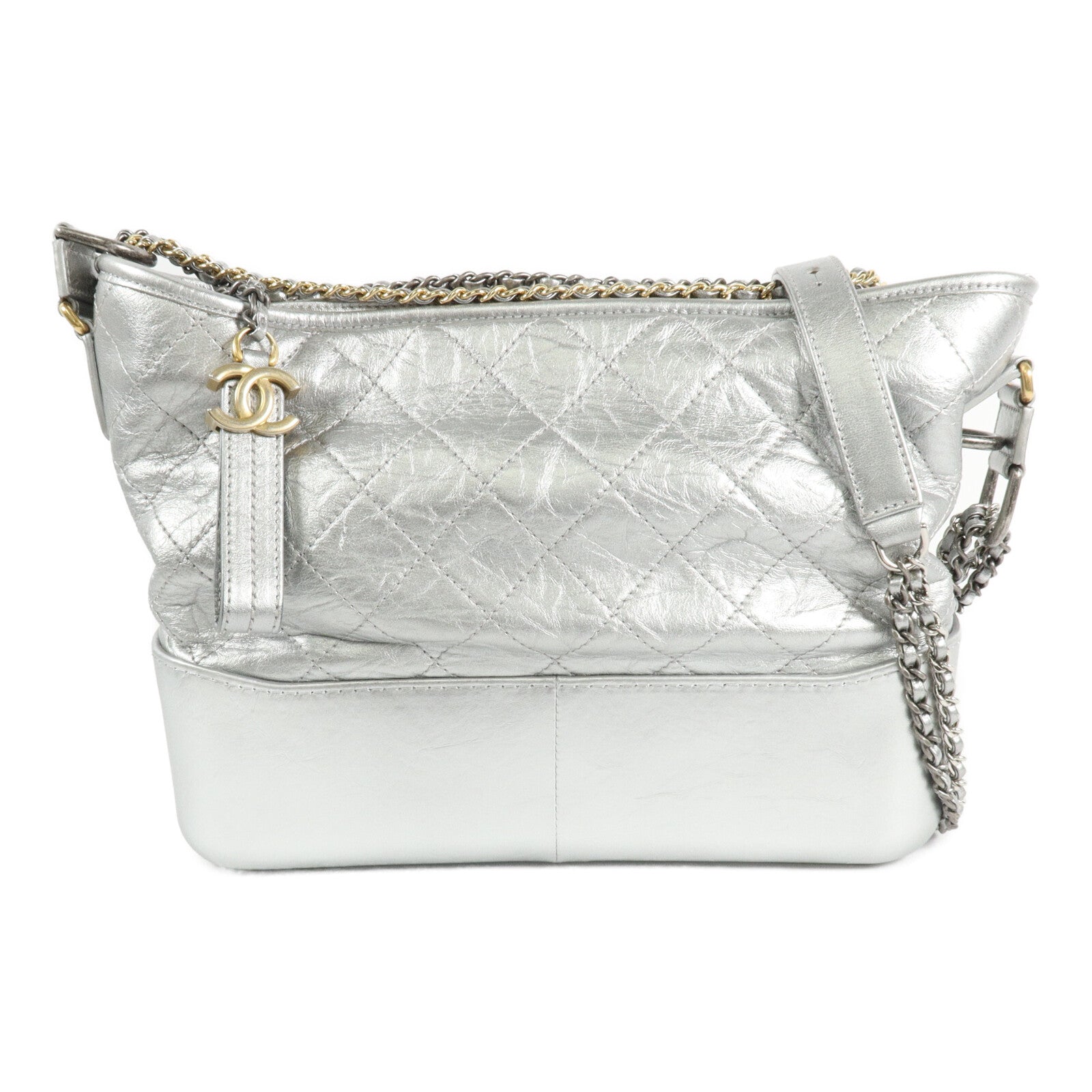 CHANEL 牛皮皮革Gabrielle Hobo Medium鏈帶肩背袋