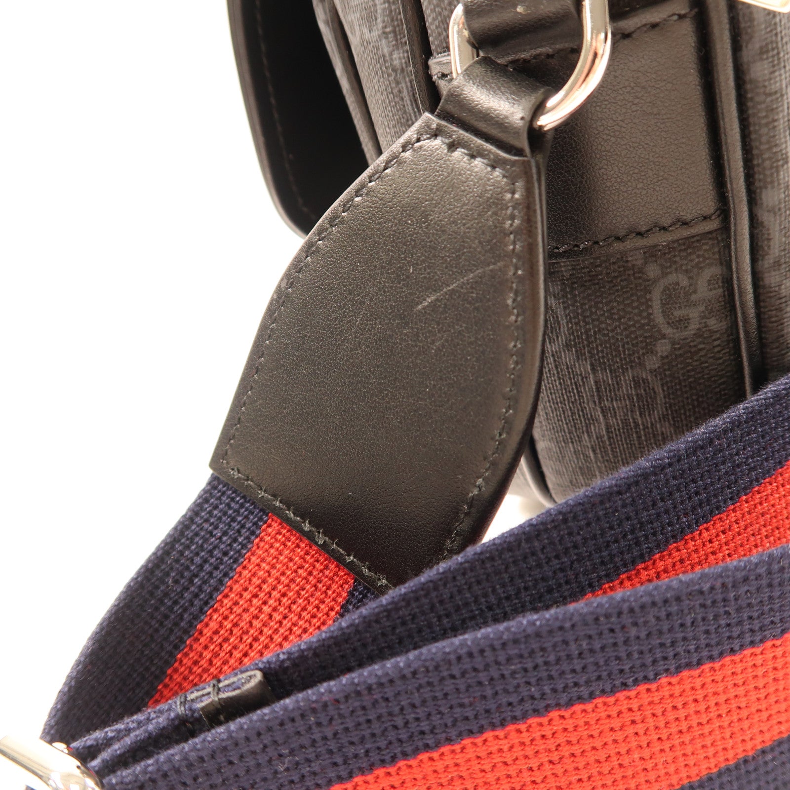 GUCCI 塗層帆布Crossbody Bag銀扣肩背袋