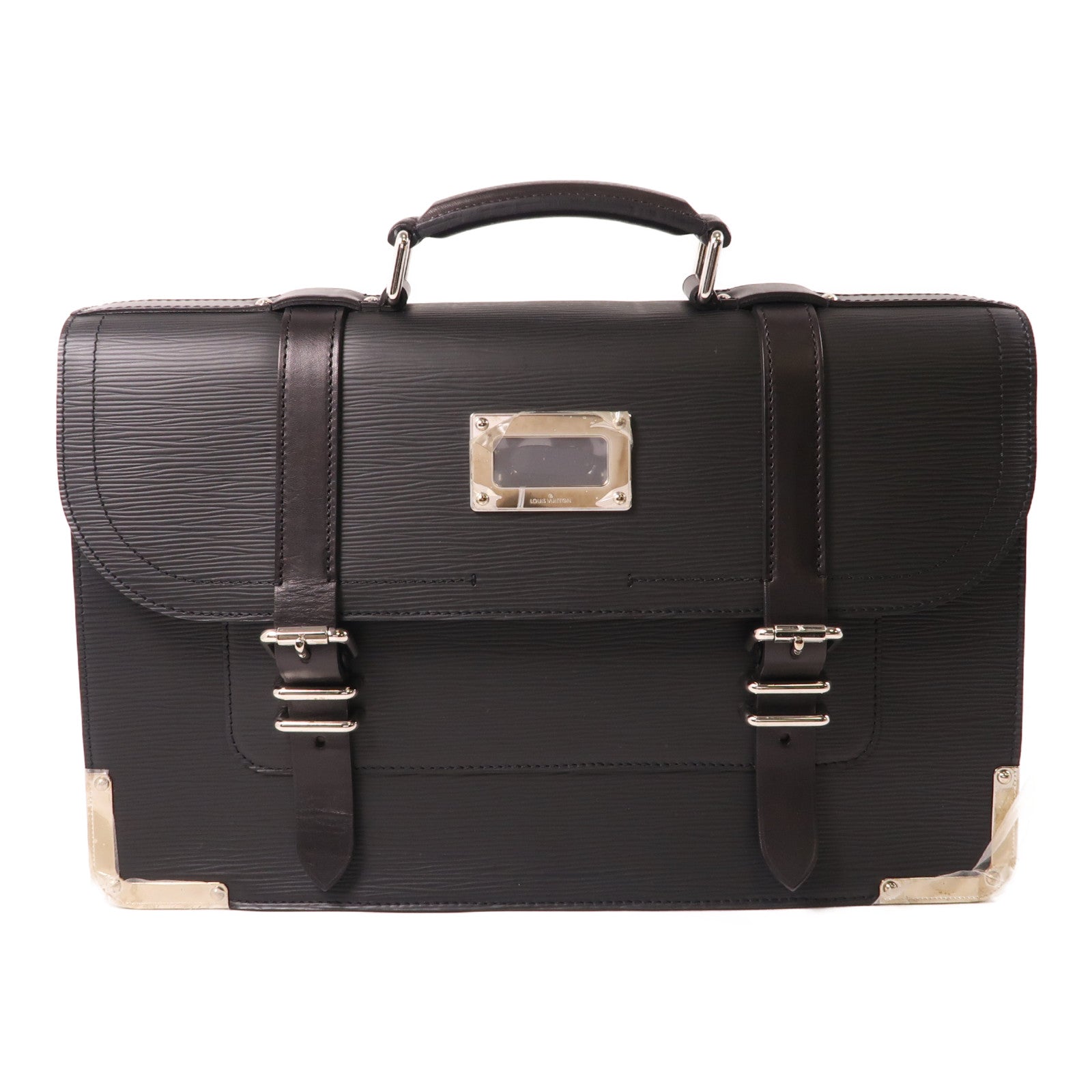 LOUIS VUITTON Epi Larry Business Bag銀扣公事包黑色
