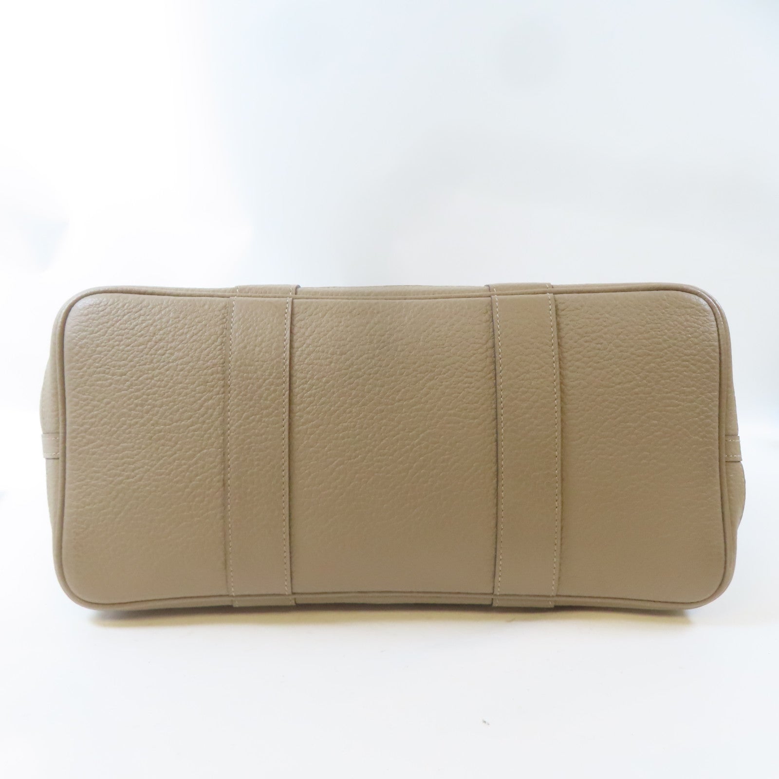 HERMES Country皮革Garden Party PM銀扣手挽袋Gris Tourterelle/淺灰色