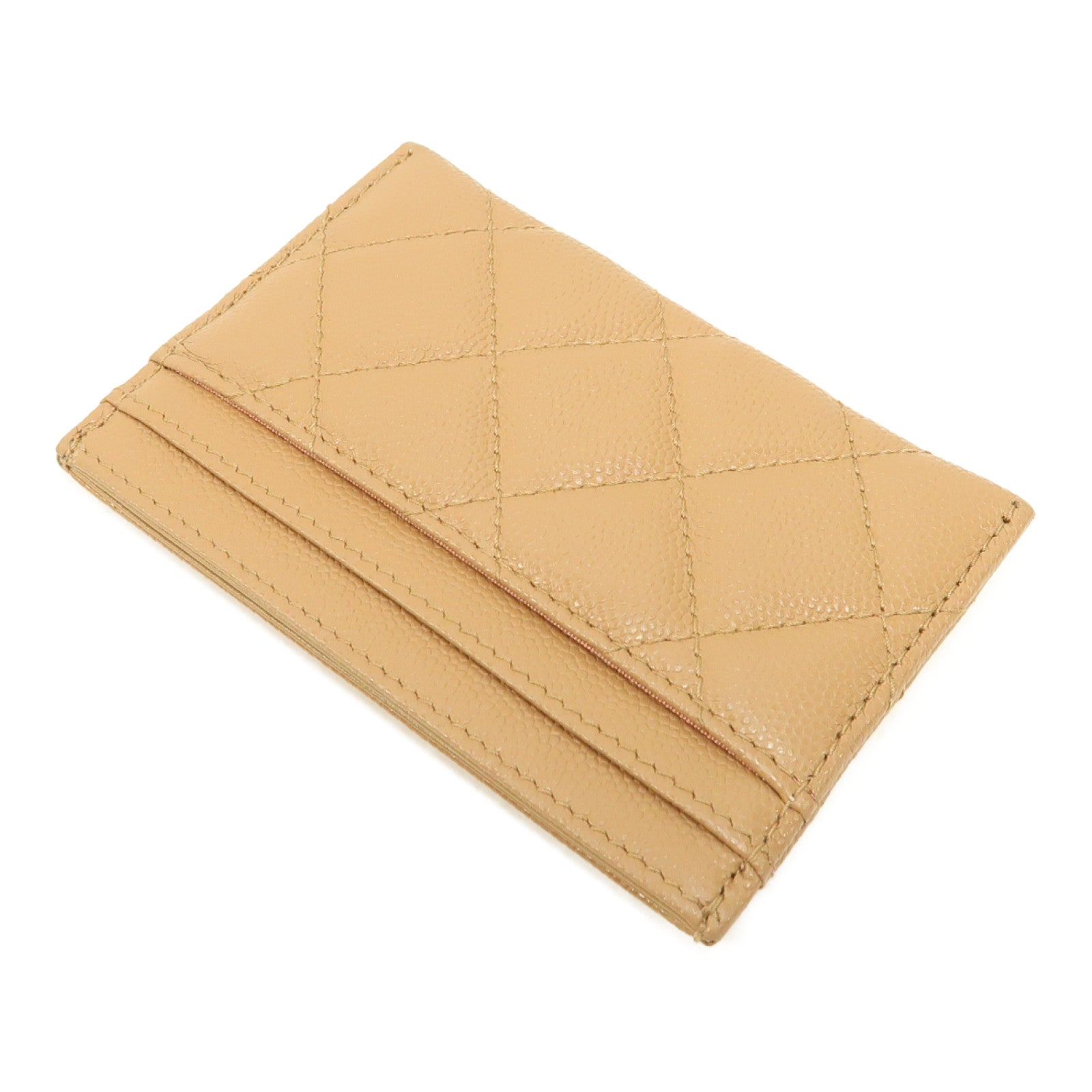 CHANEL 菱格牛皮皮革Card Case金扣卡片套裸色
