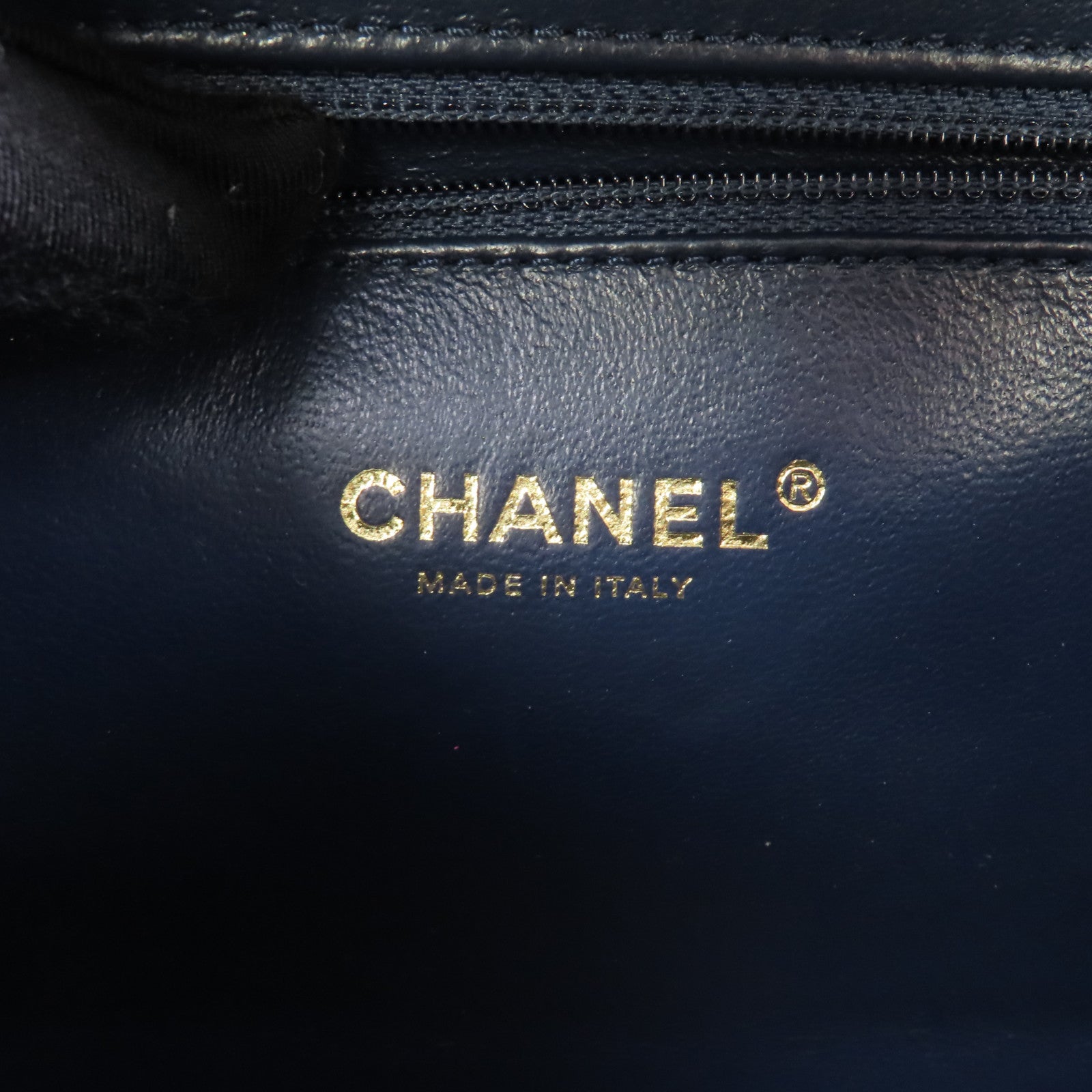 CHANEL 【激減優惠】菱格Caviar皮革Vanity Case金扣手挽肩背兩用袋深藍色