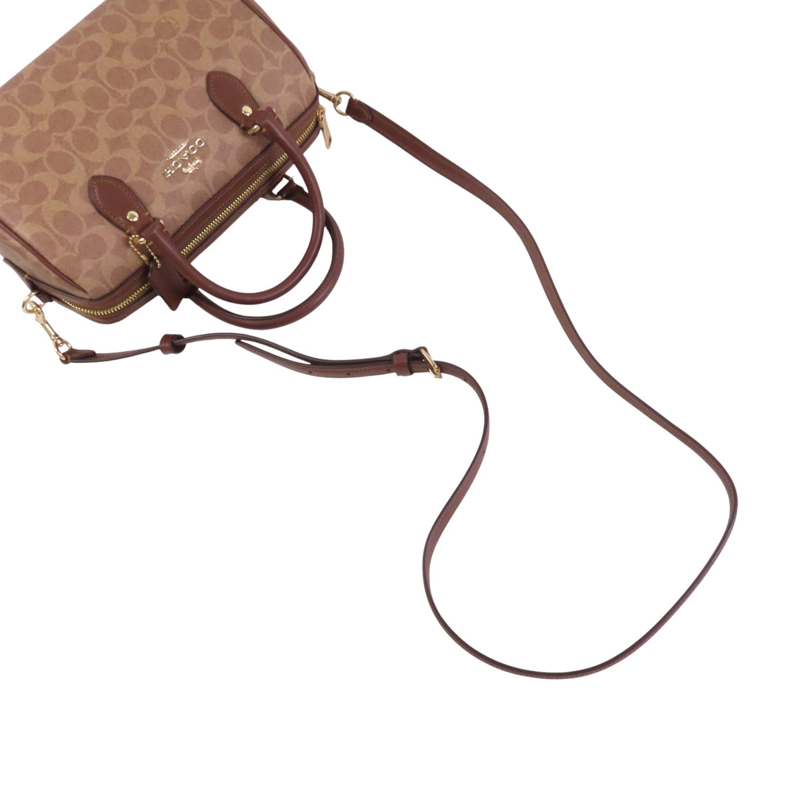 COACH 塗層帆布2Way Shoulder Bag金扣手挽肩背兩用袋