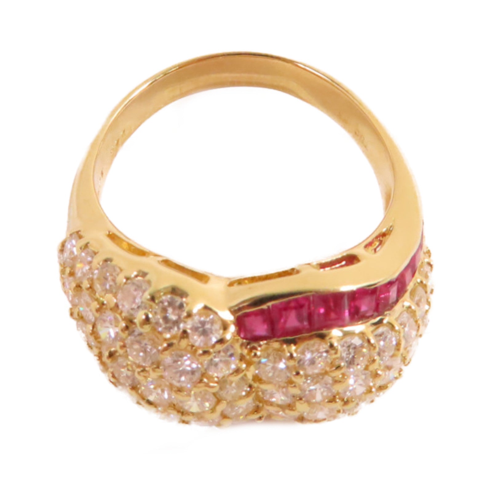 JEWELRY 18K黃金/1.25ct紅寶石/2.45ct鑚石Ruby Diamond Ring戒指US#9