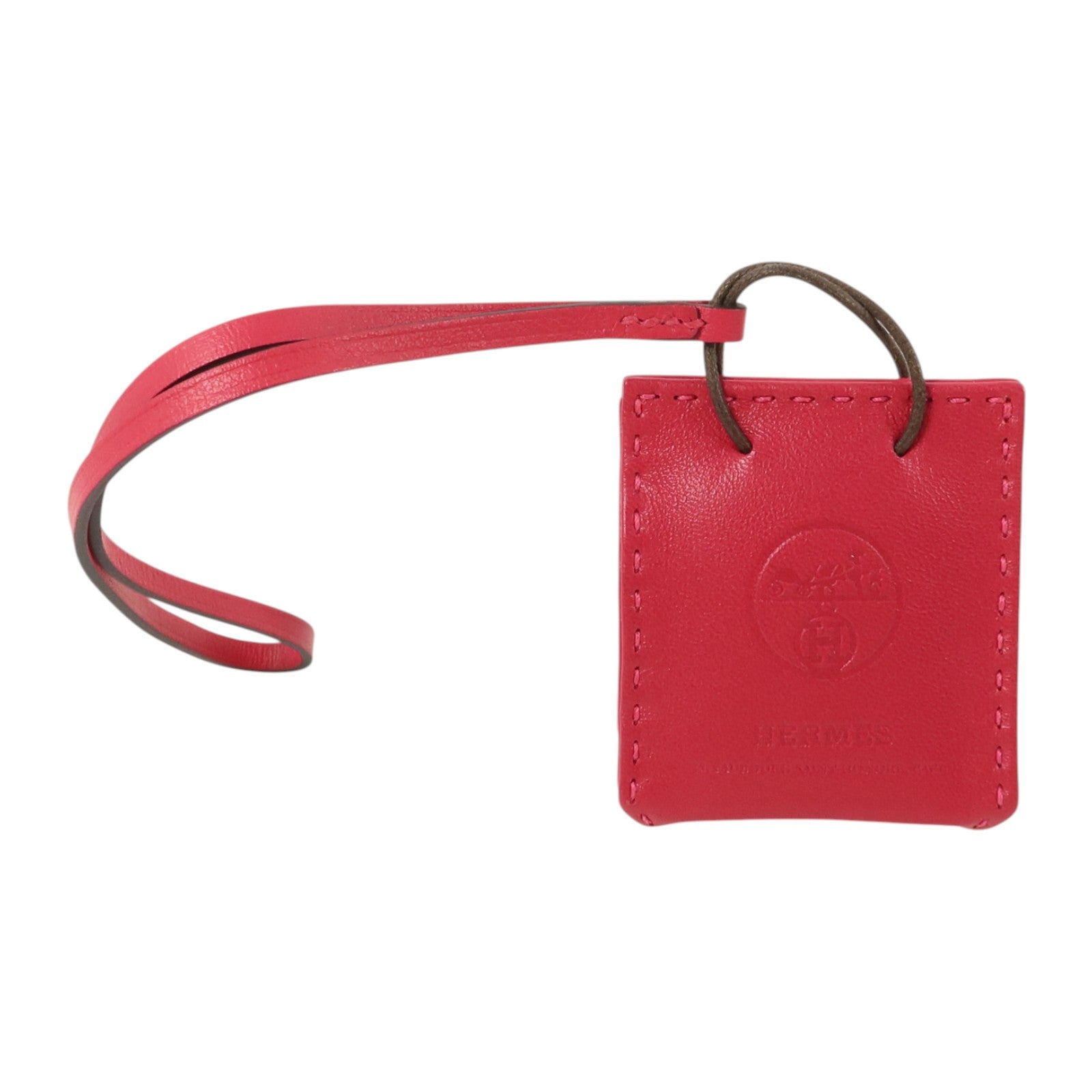HERMES Milo皮革Sac Orange Bag Charm掛飾Rose Mexico