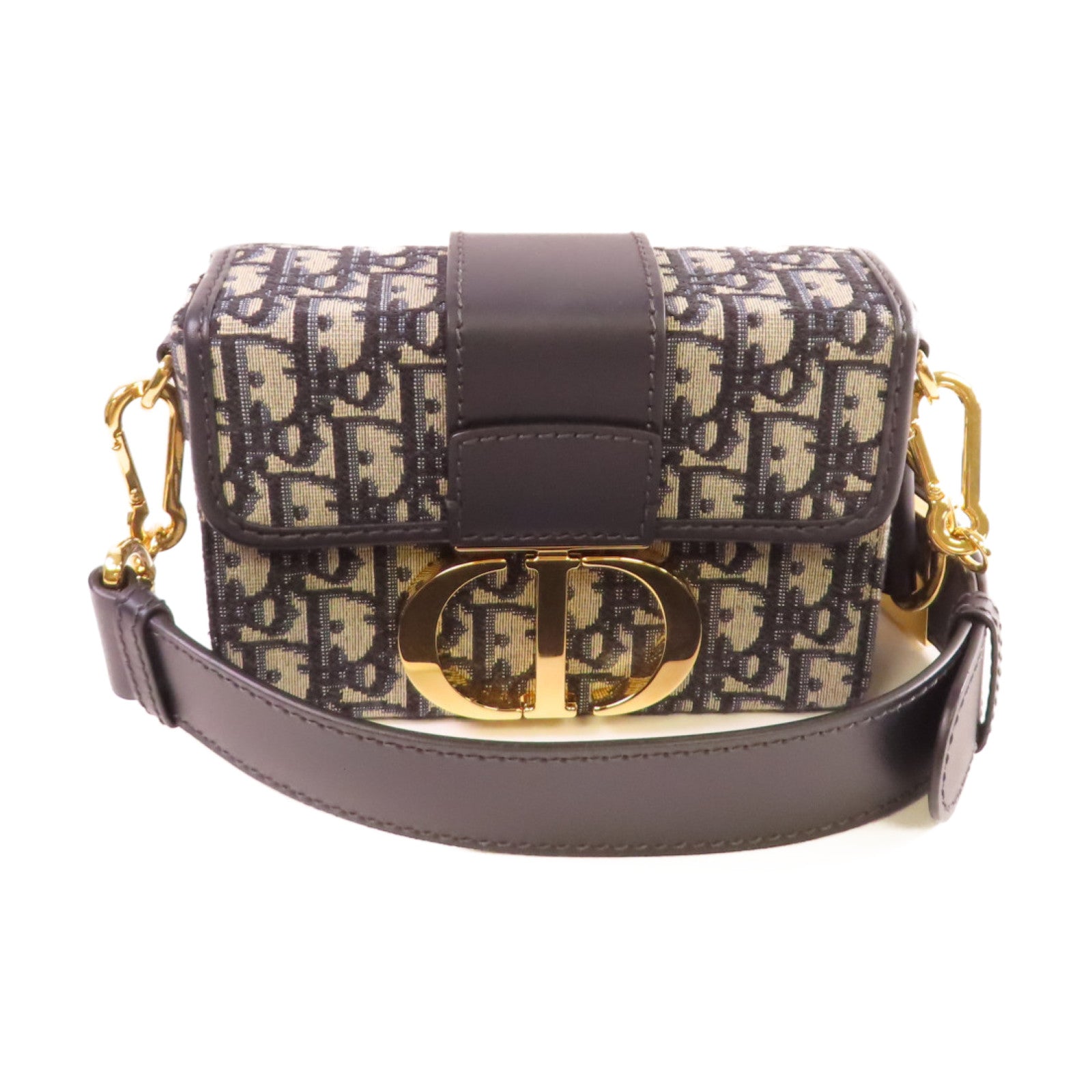 Dior Oblique帆布30 Montaigne Mini Shoulder Bag金扣肩背袋寶藍色