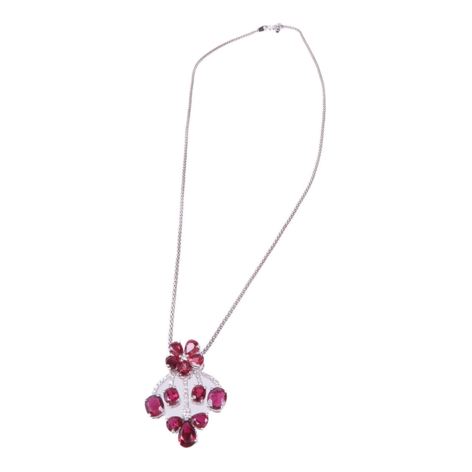 JEWELRY 【激減優惠】18K白金Ruby Diamond Necklace紅寶石/鑽石項鍊