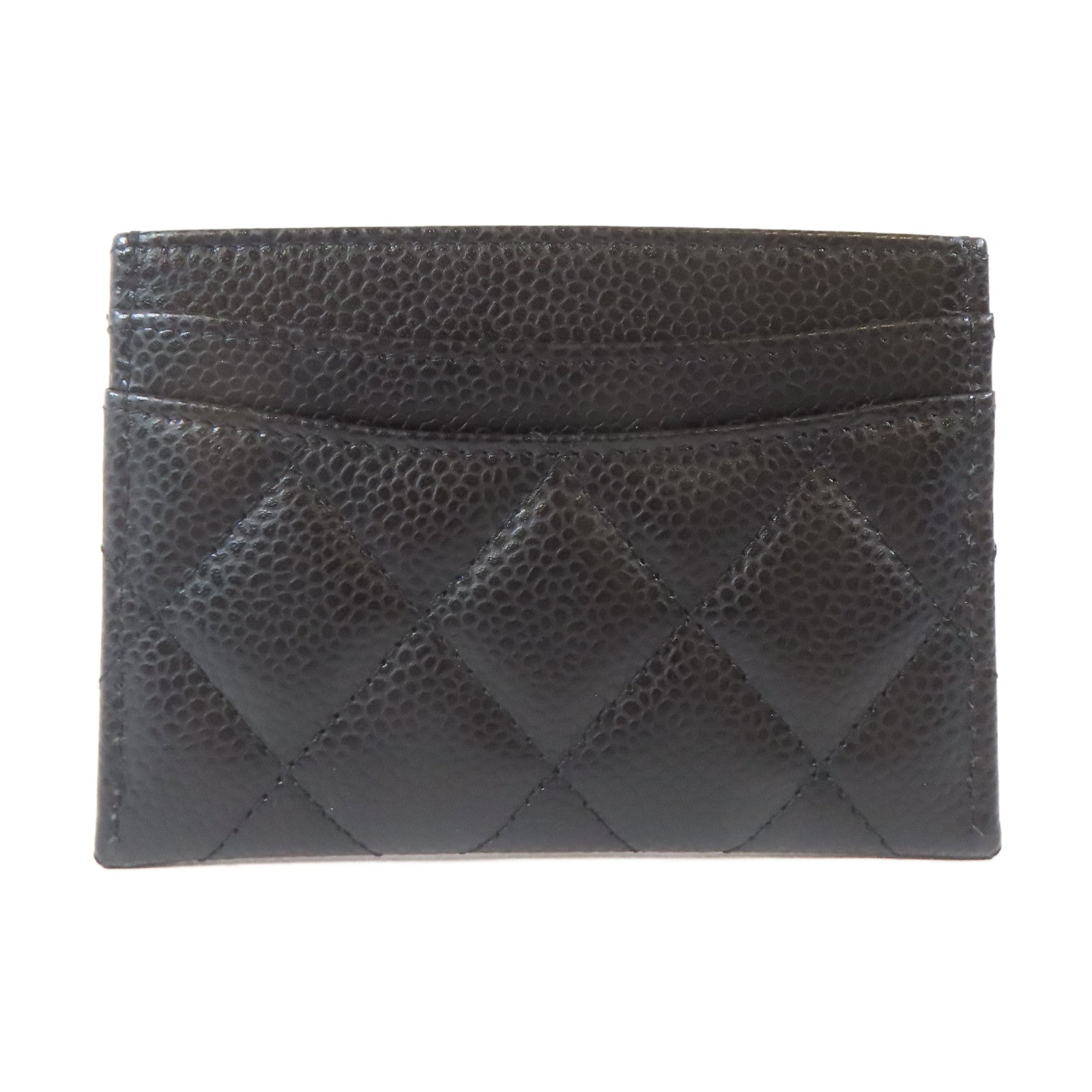 CHANEL 菱格Caviar皮革Card Case金扣卡片套黑色