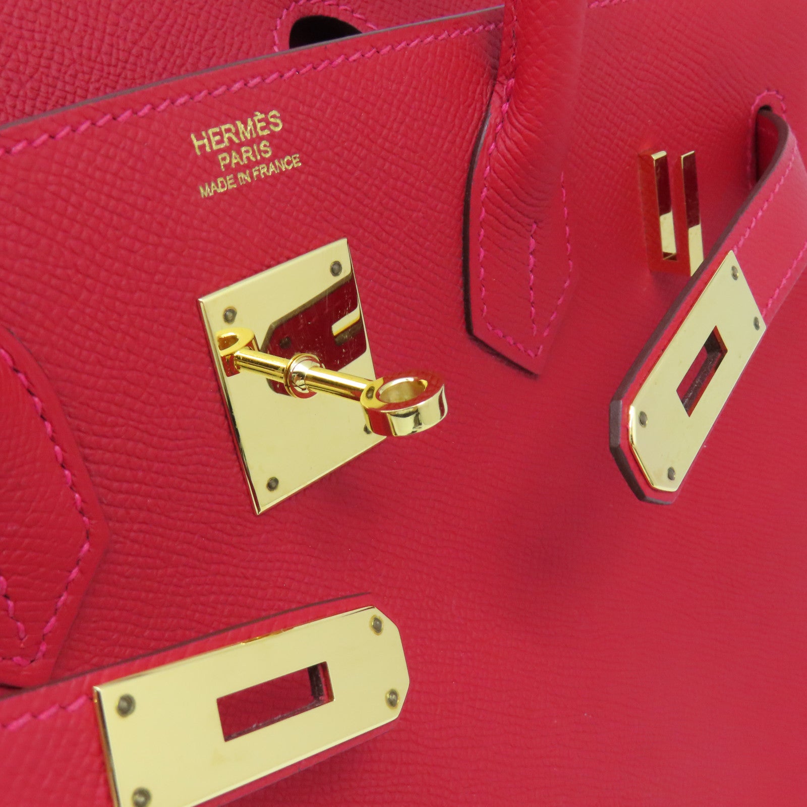 HERMES 【激減優惠】Epsom皮革Birkin 30 Hand Bag金扣手挽袋Rouge Casaque法拉利紅