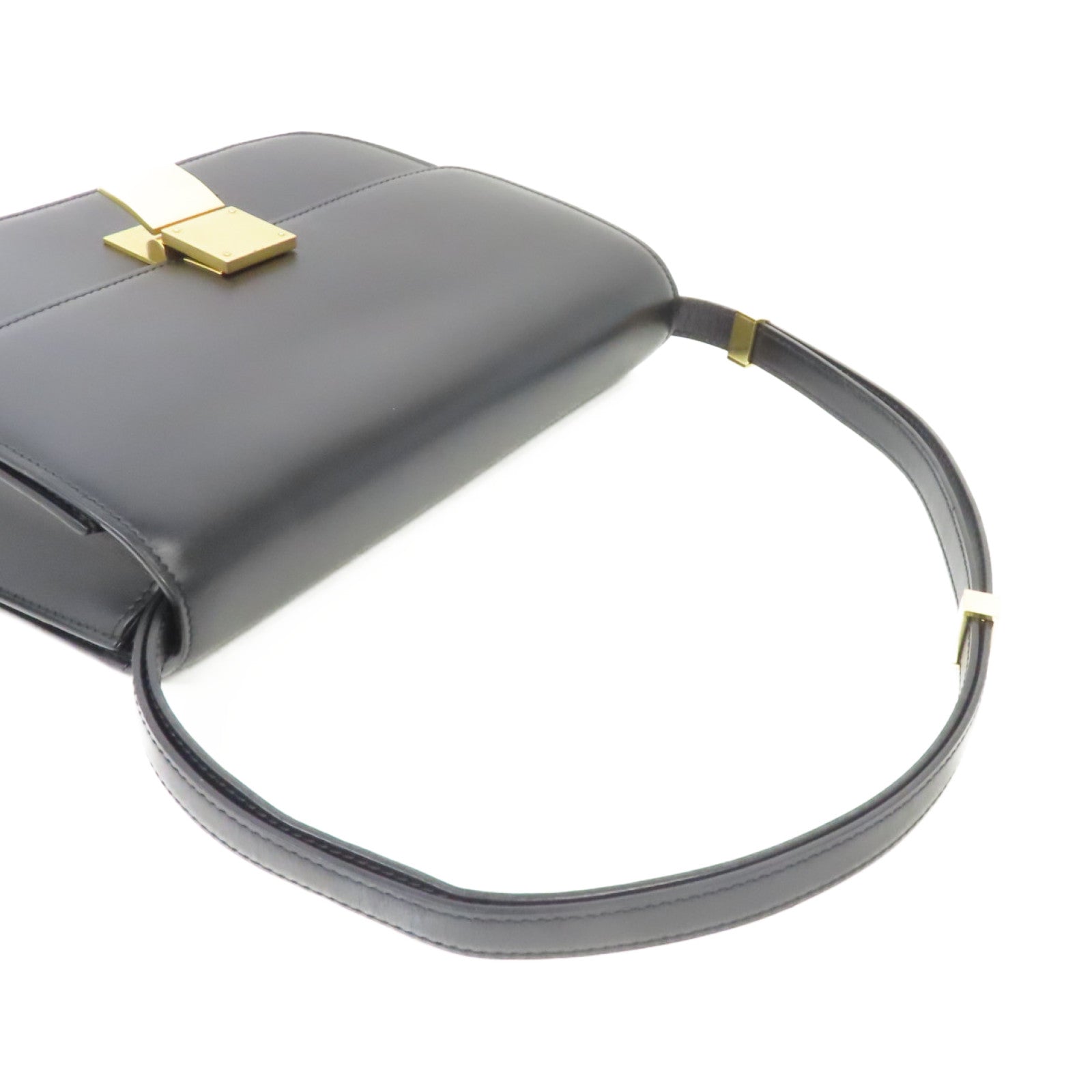 CELINE 牛皮皮革Shoulder Bag金扣肩背袋黑色