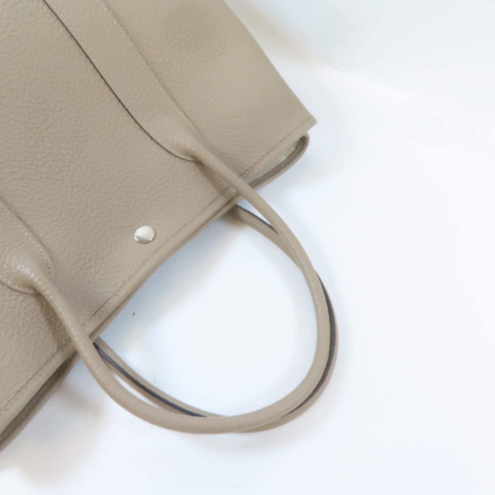 HERMES Country皮革Garden Party PM銀扣手挽袋Gris Tourterelle/淺灰色