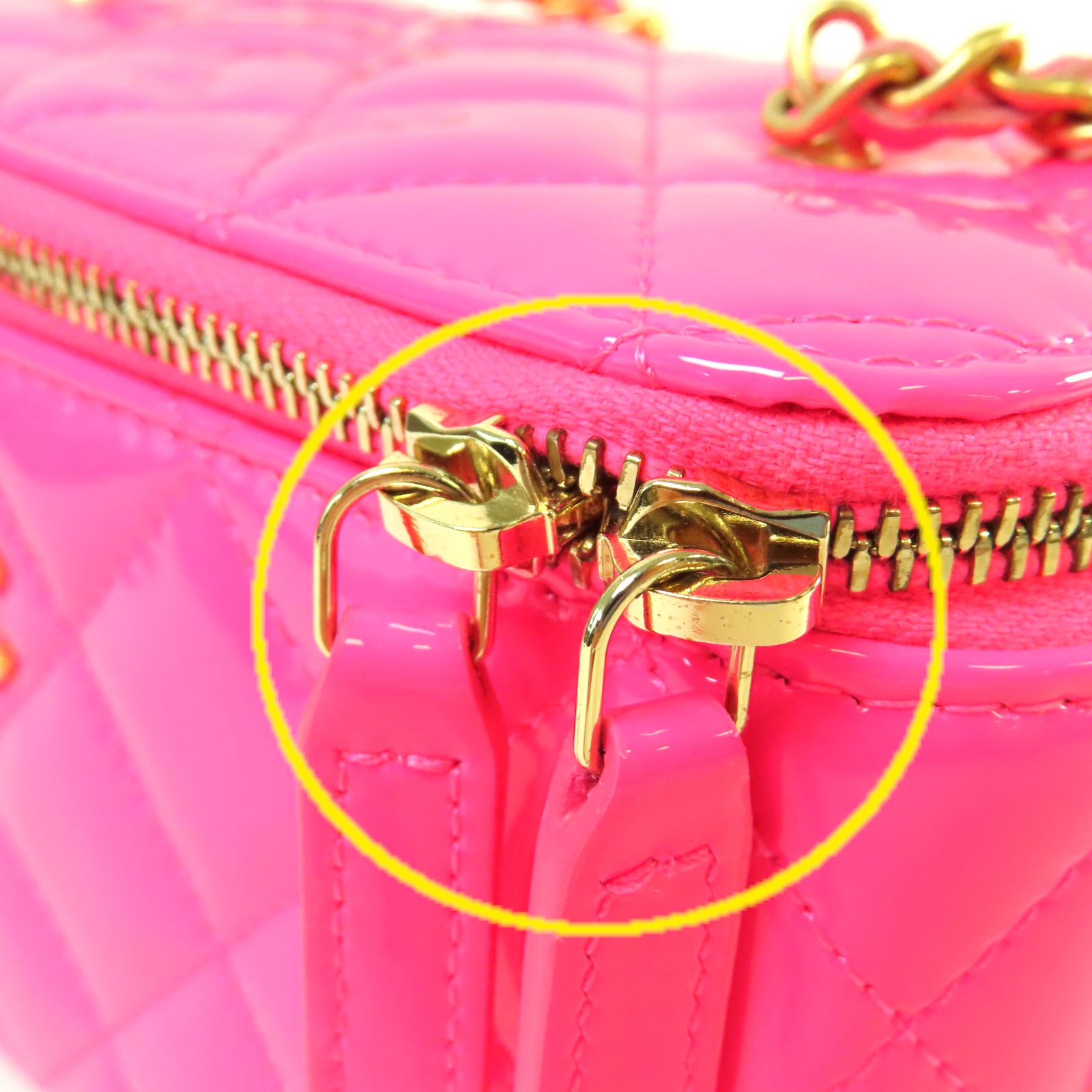 CHANEL 【激減優惠】菱格漆皮皮革Chain Shoulder Bag金扣鏈帶肩背袋粉紅色