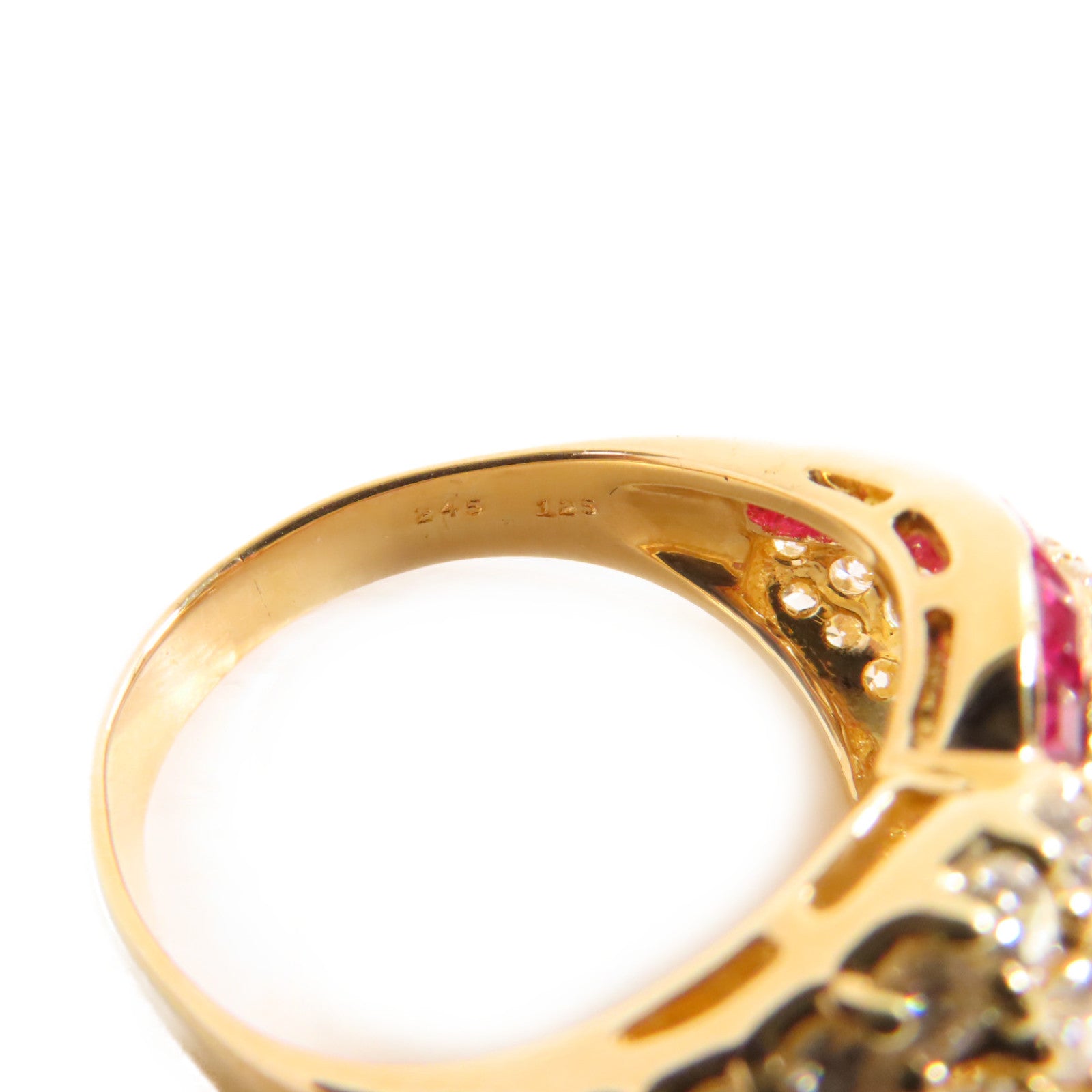 JEWELRY 18K黃金/1.25ct紅寶石/2.45ct鑚石Ruby Diamond Ring戒指US#9
