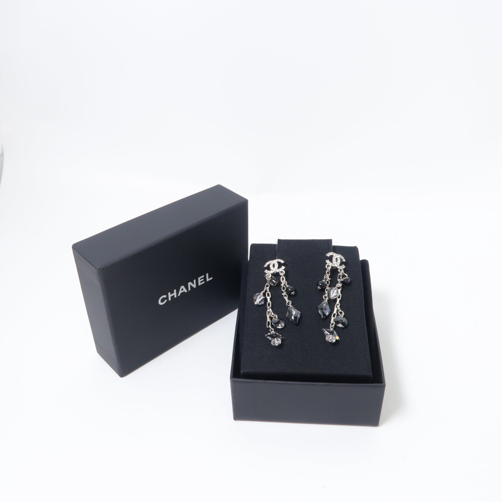CHANEL 【激減優惠】PVC/金屬Earring耳環銀色/黑色/透明