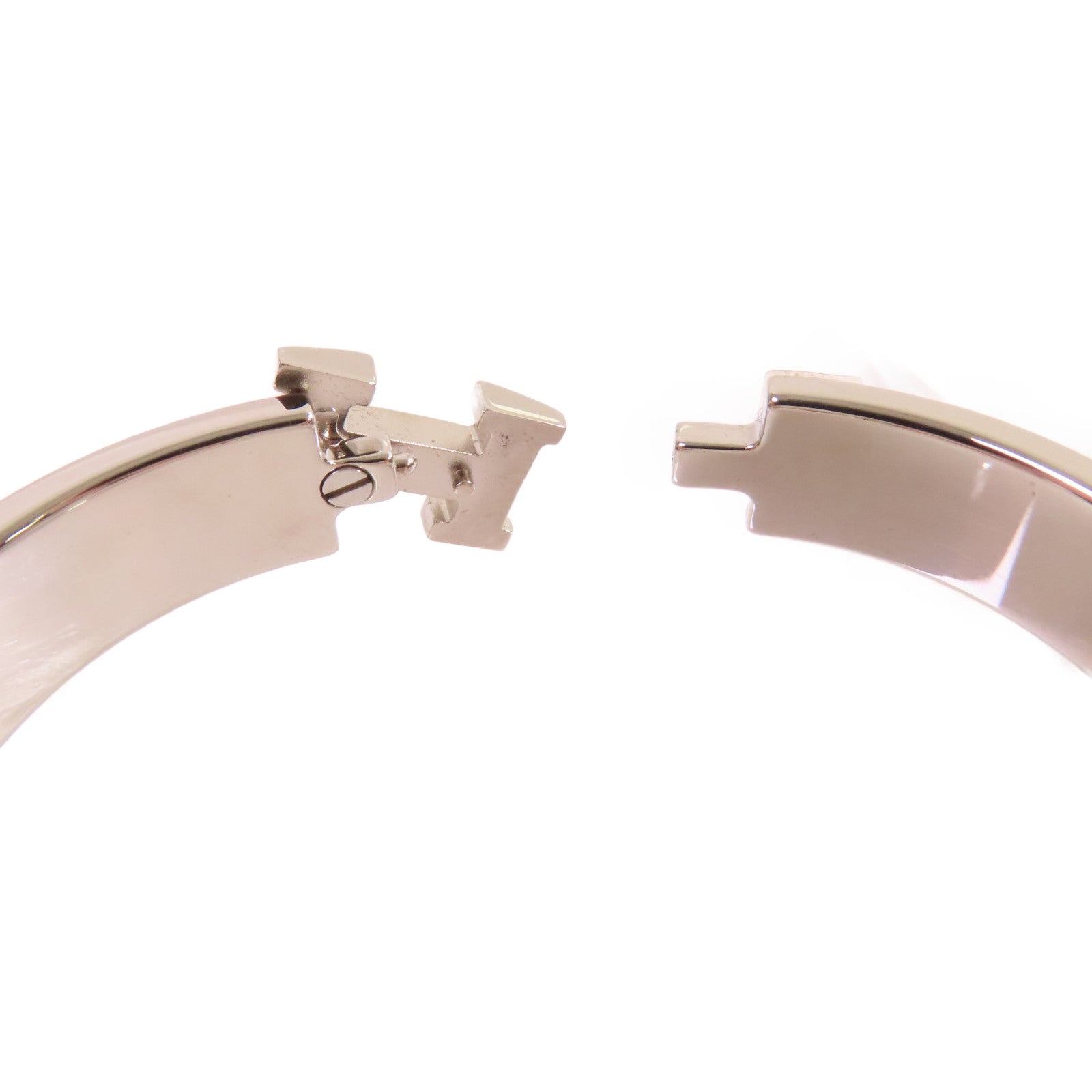 HERMES 金屬/琺瑯Clic H Bracelet銀扣手鐲藍色/銀色