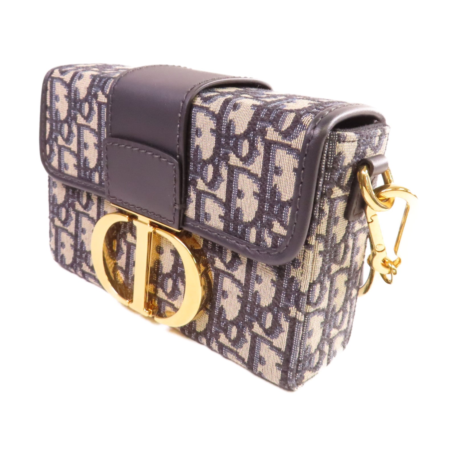 Dior Oblique帆布30 Montaigne Mini Shoulder Bag金扣肩背袋寶藍色