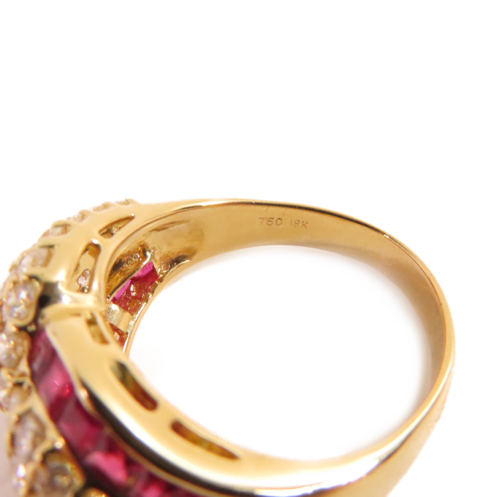 JEWELRY 18K黃金/1.25ct紅寶石/2.45ct鑚石Ruby Diamond Ring戒指US#9
