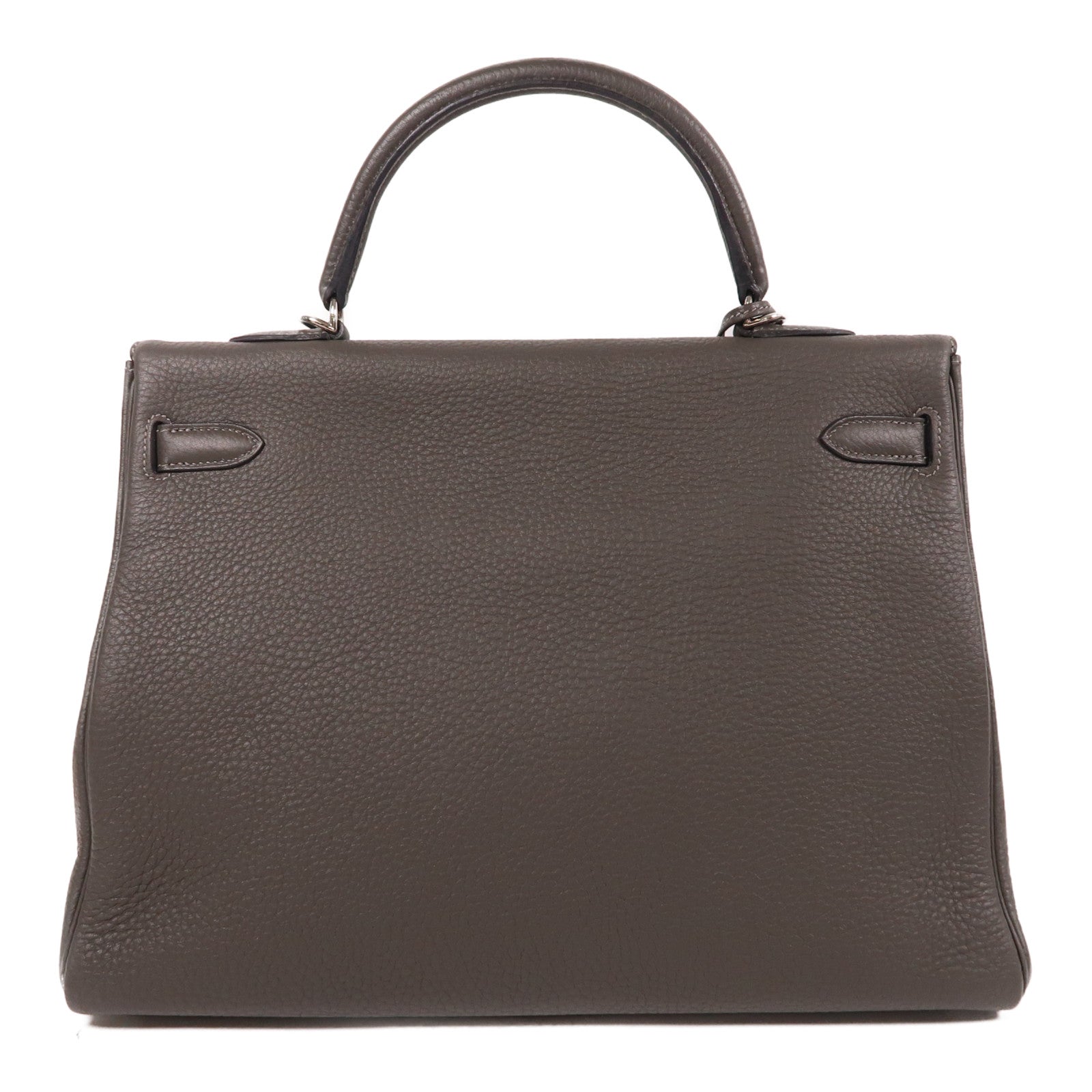 HERMES Clemence皮革Kelly 35銀扣手挽肩背兩用袋石墨灰色