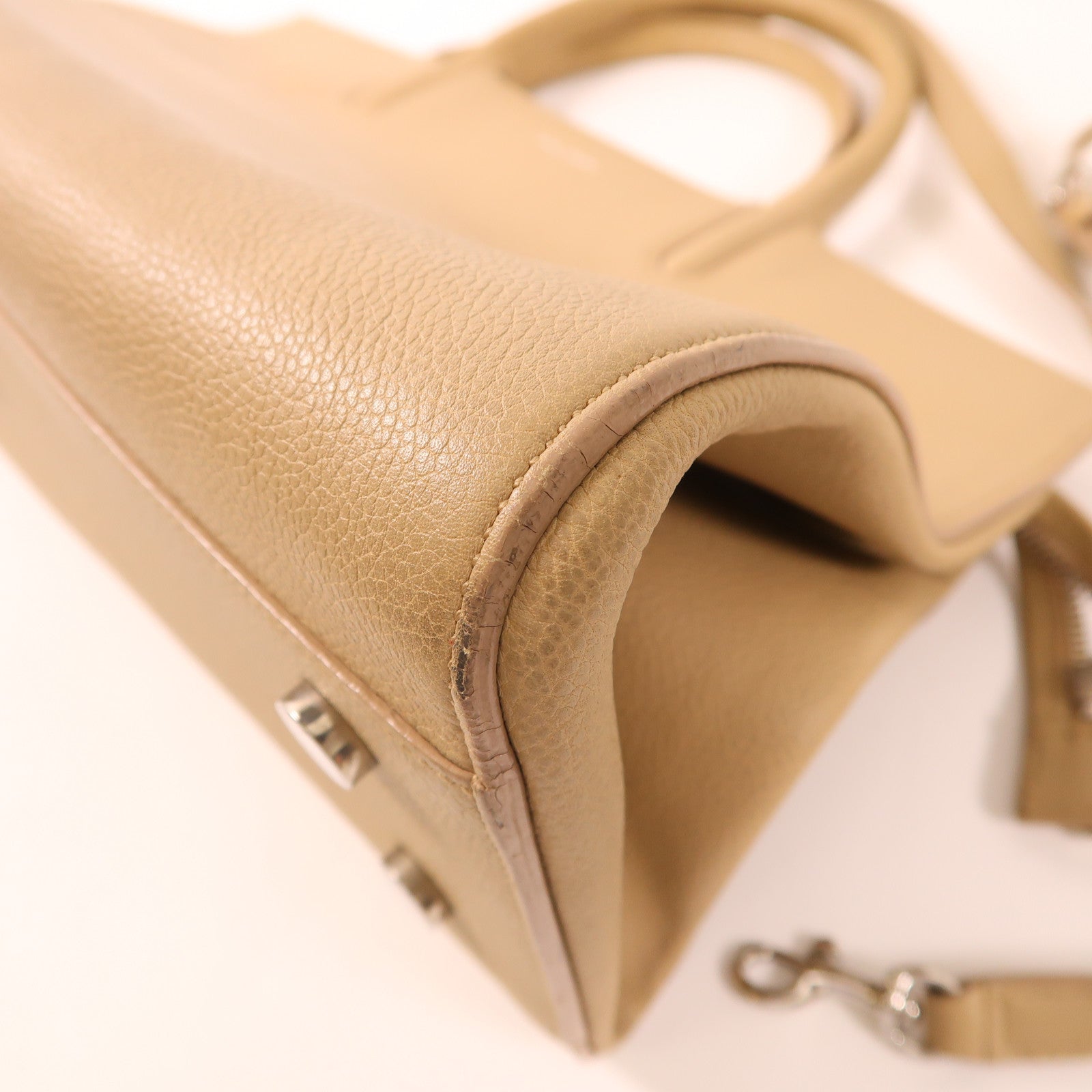 SAINT LAURENT 牛皮皮革2 Way Bag銀扣手挽肩背兩用袋