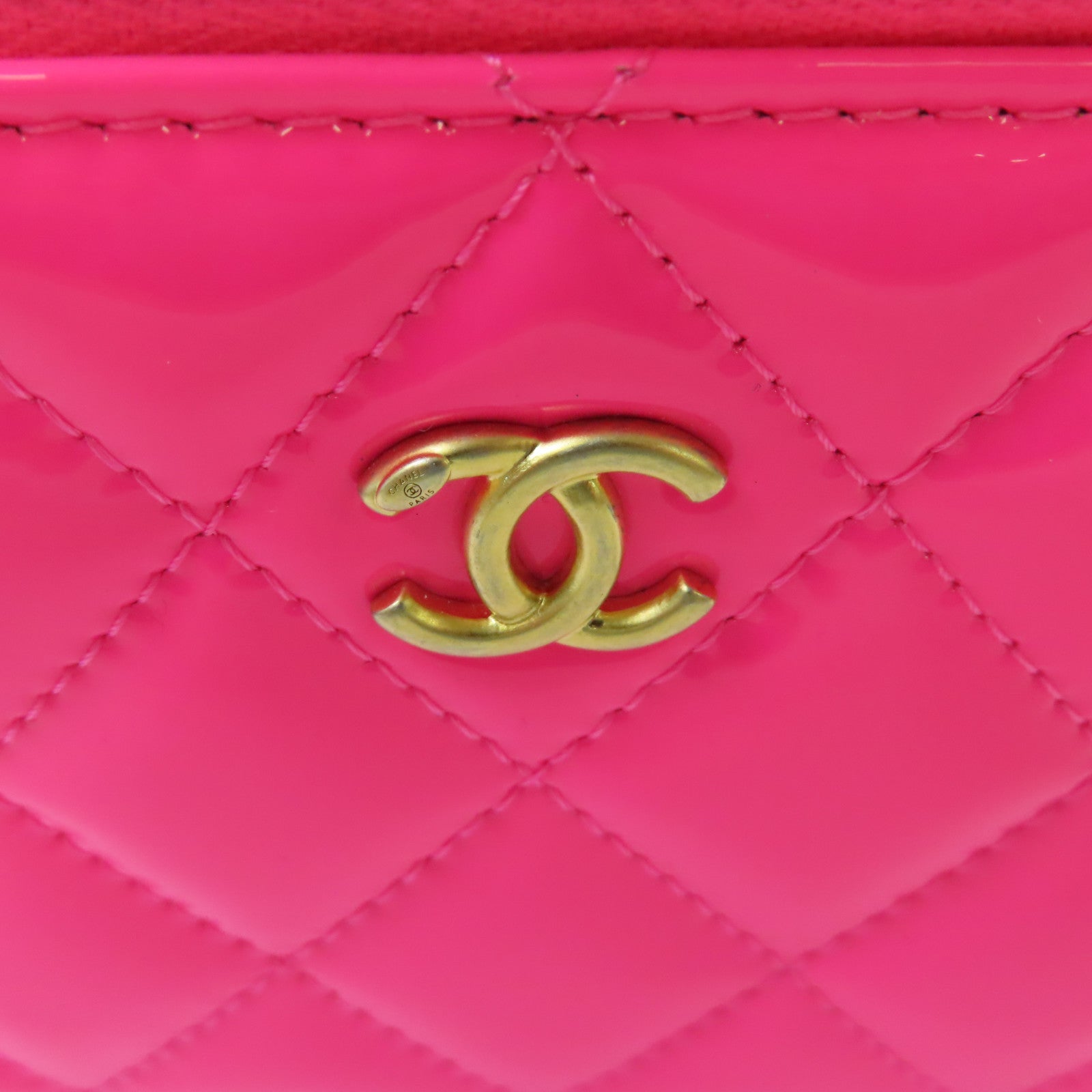 CHANEL 【激減優惠】菱格漆皮皮革Chain Shoulder Bag金扣鏈帶肩背袋粉紅色