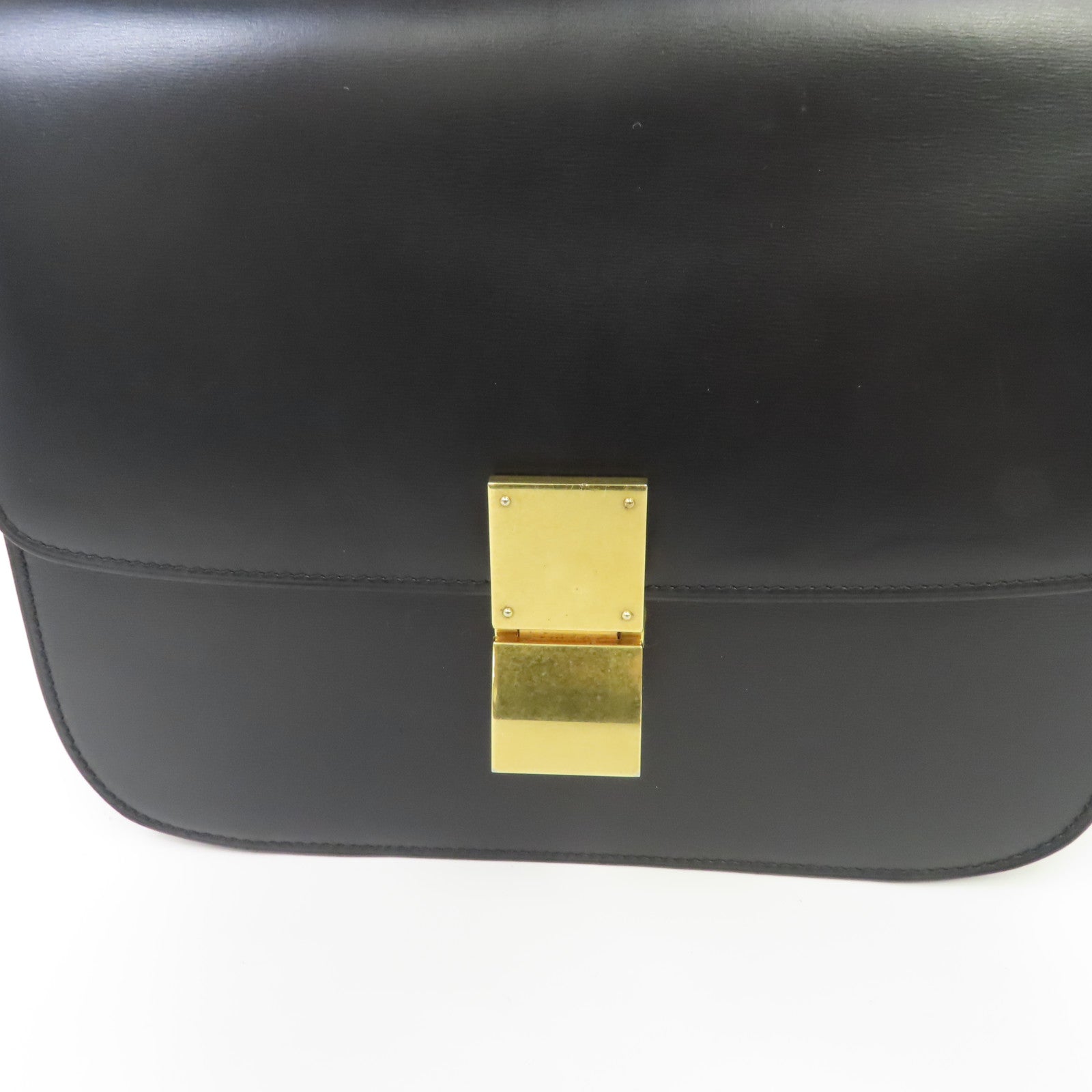 CELINE 牛皮皮革Shoulder Bag金扣肩背袋黑色