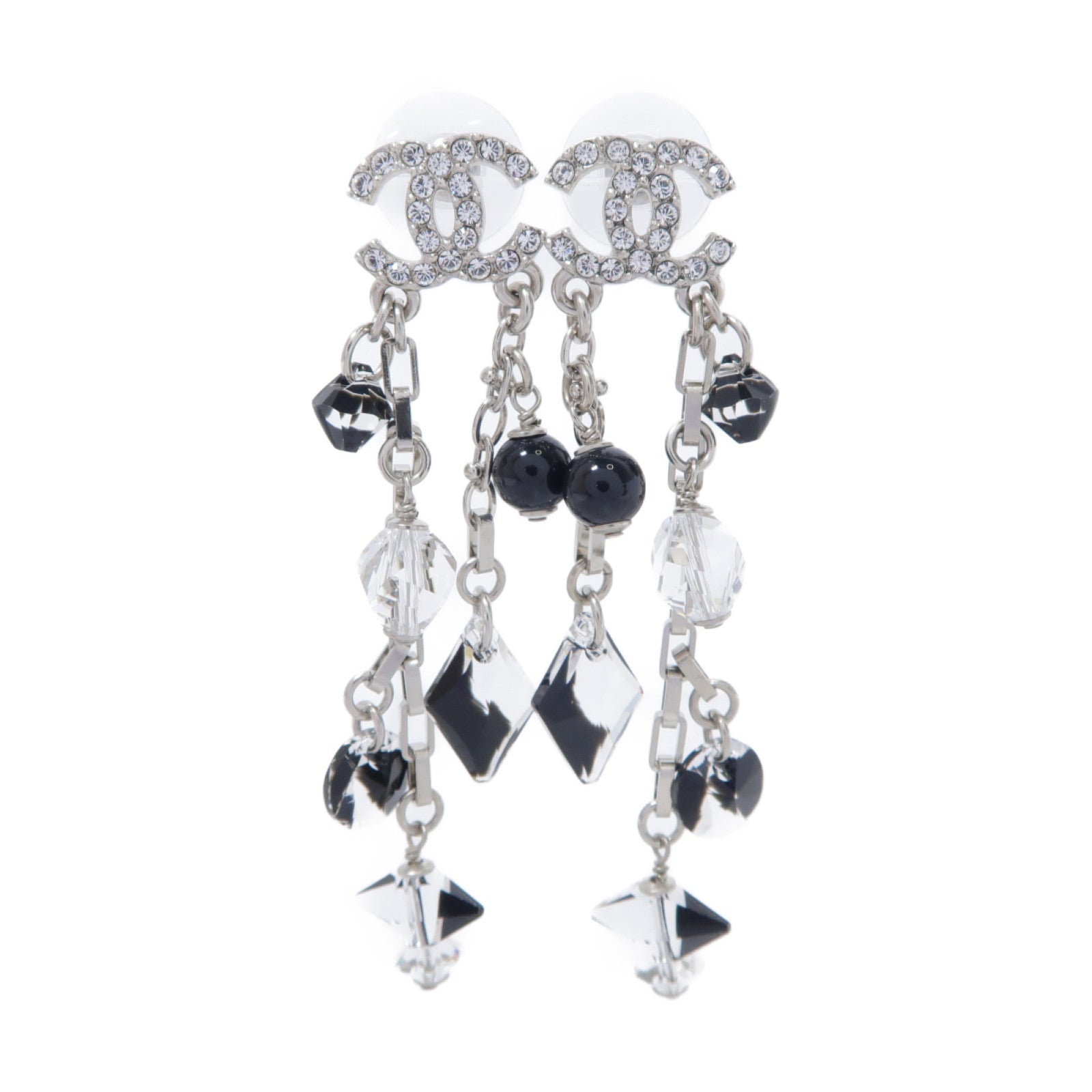 CHANEL 【激減優惠】PVC/金屬Earring耳環銀色/黑色/透明
