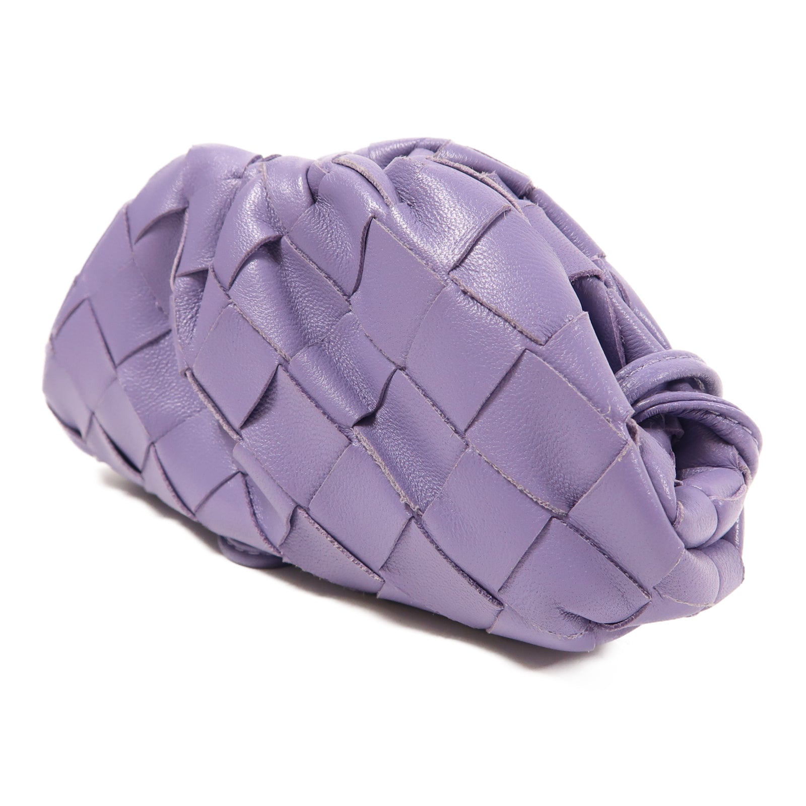 BOTTEGA VENETA 【激減優惠】織紋皮革Pouch Shoulder銀扣肩背袋紫色