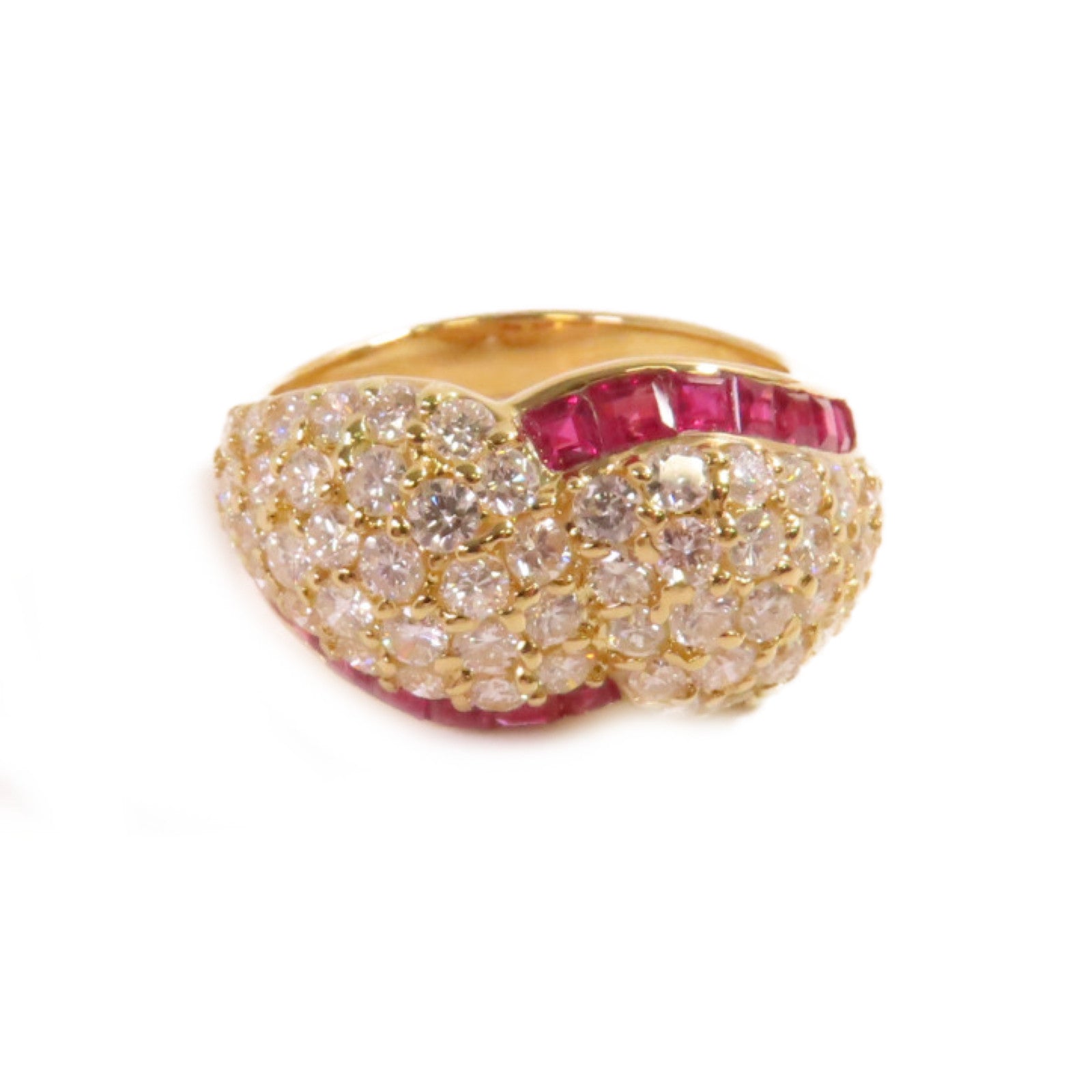 JEWELRY 18K黃金/1.25ct紅寶石/2.45ct鑚石Ruby Diamond Ring戒指US#9