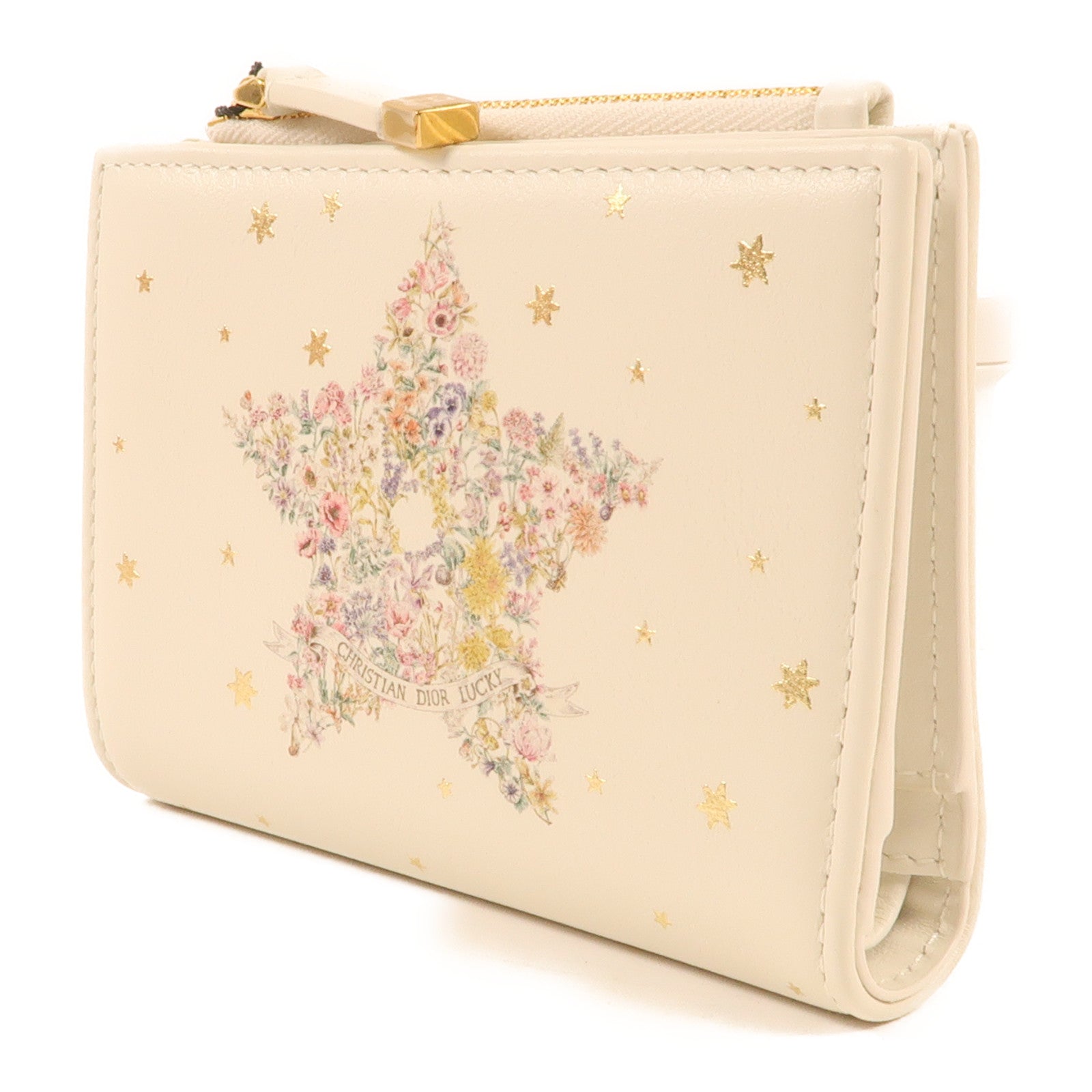 Dior 牛皮皮革Lucky Dahlia金扣錢包