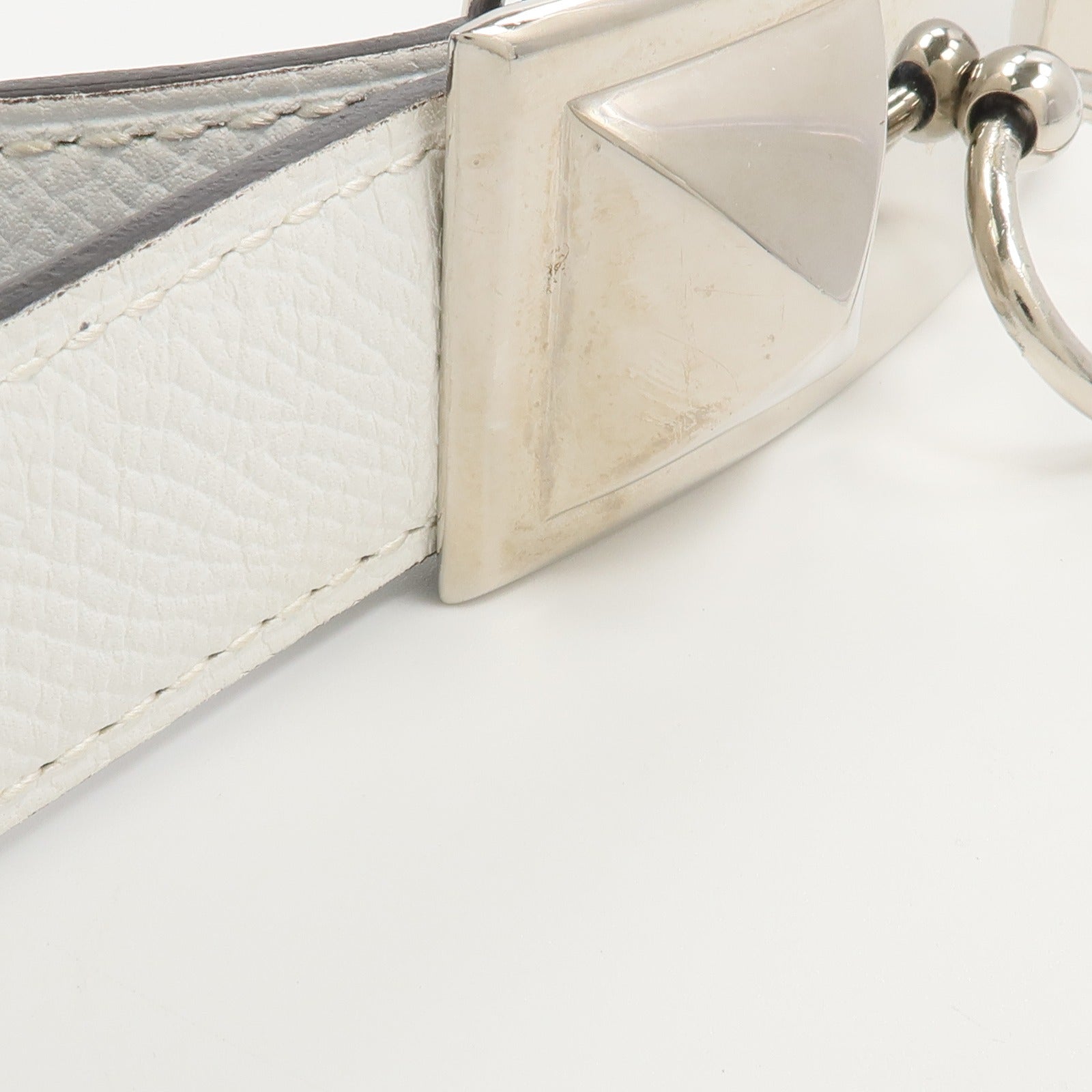 HERMES Epsom/Swift皮革Rival Reversible Belt 85cm皮帶Bleu Saphire/Blanc