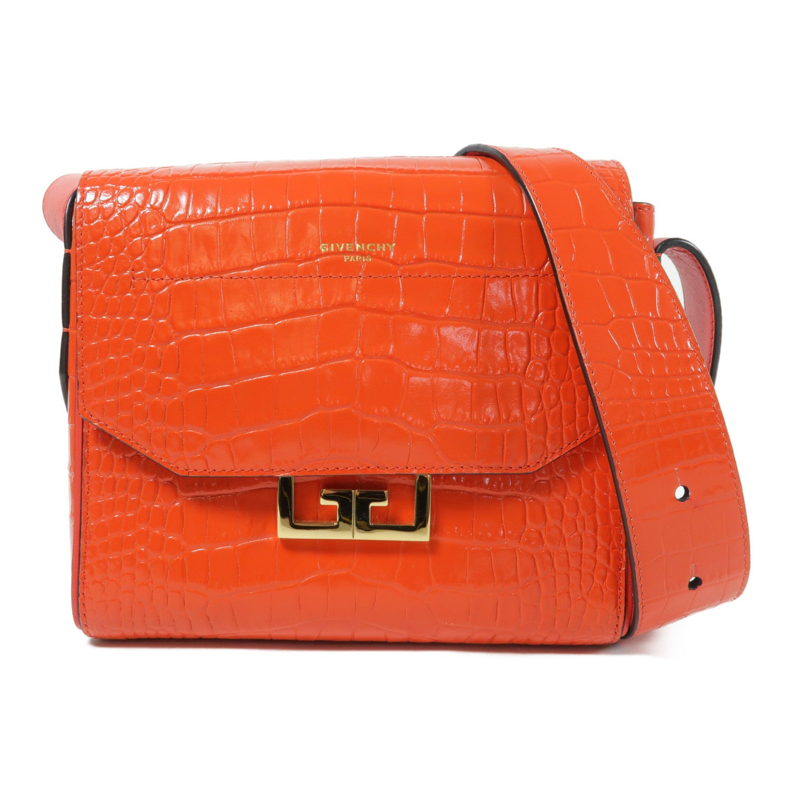 GIVENCHY GHW Shoulder Bag Calfskin Leather Red