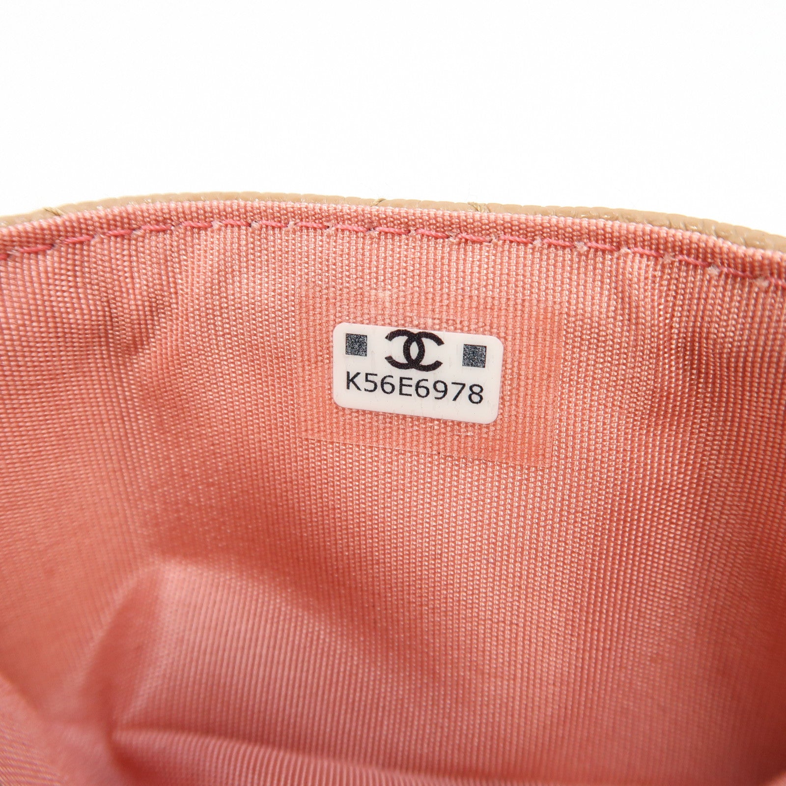CHANEL 菱格牛皮皮革Card Case金扣卡片套裸色