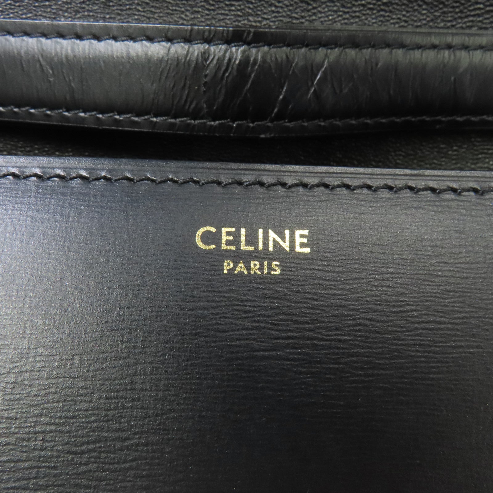 CELINE 牛皮皮革Shoulder Bag金扣肩背袋黑色