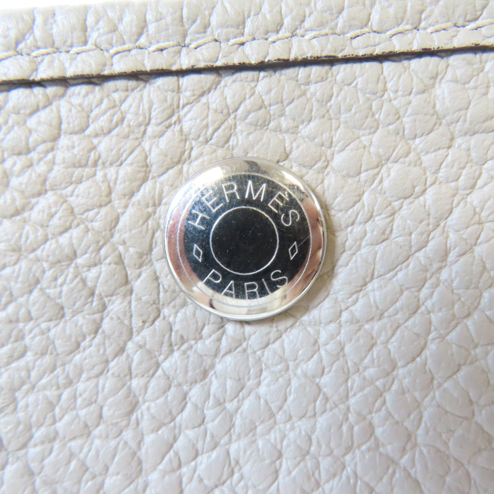 HERMES Country皮革Garden Party PM銀扣手挽袋Gris Tourterelle/淺灰色