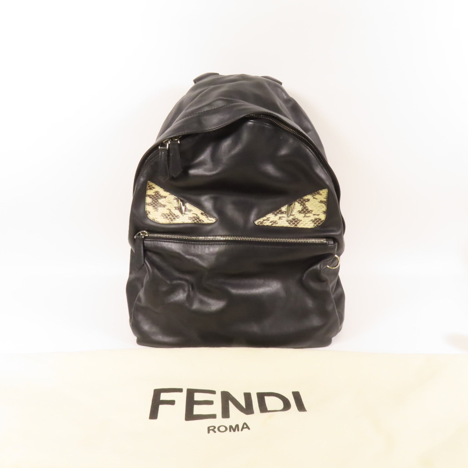 FENDI 牛皮皮革Backpack銀扣背包