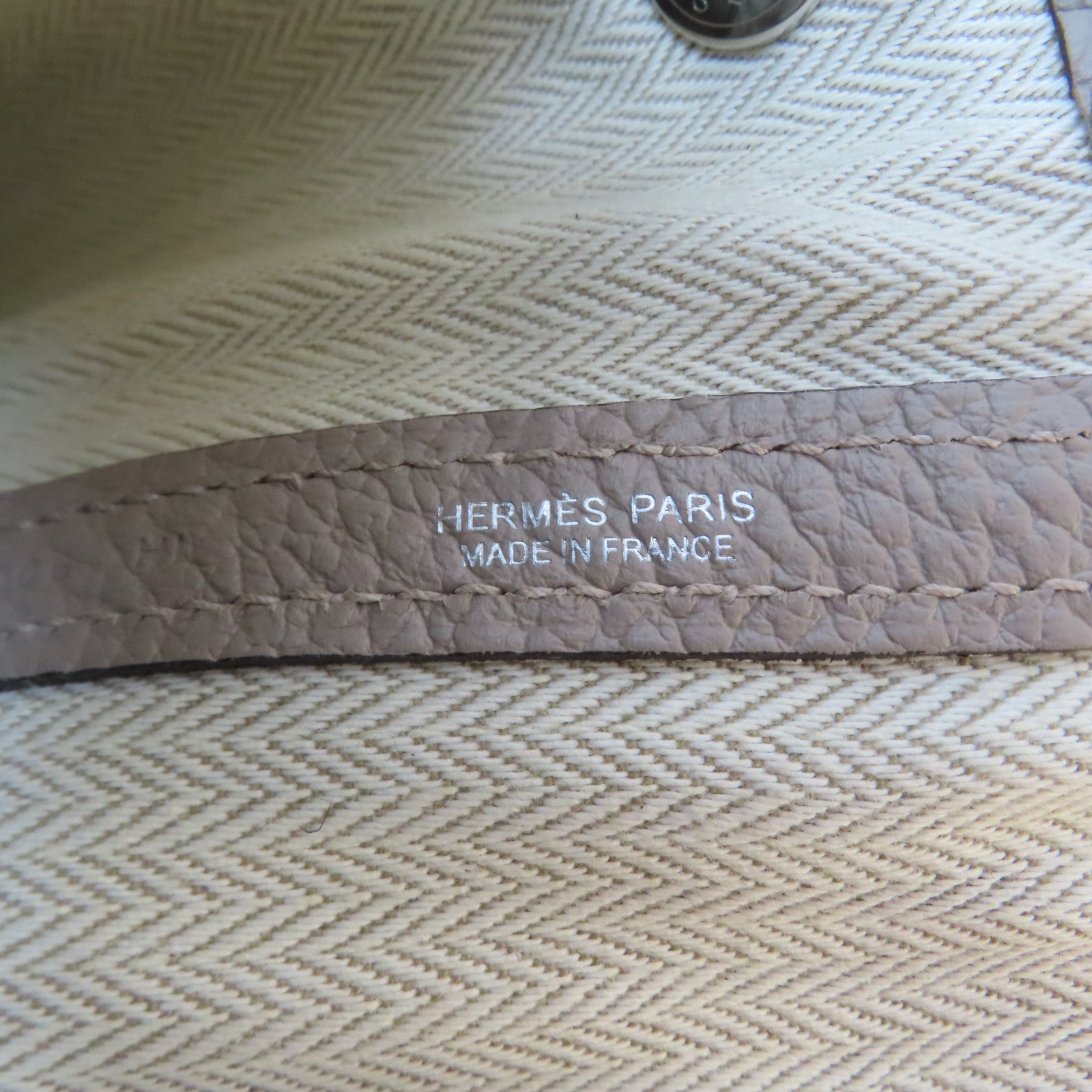 HERMES Country皮革Garden Party PM銀扣手挽袋Gris Tourterelle/淺灰色