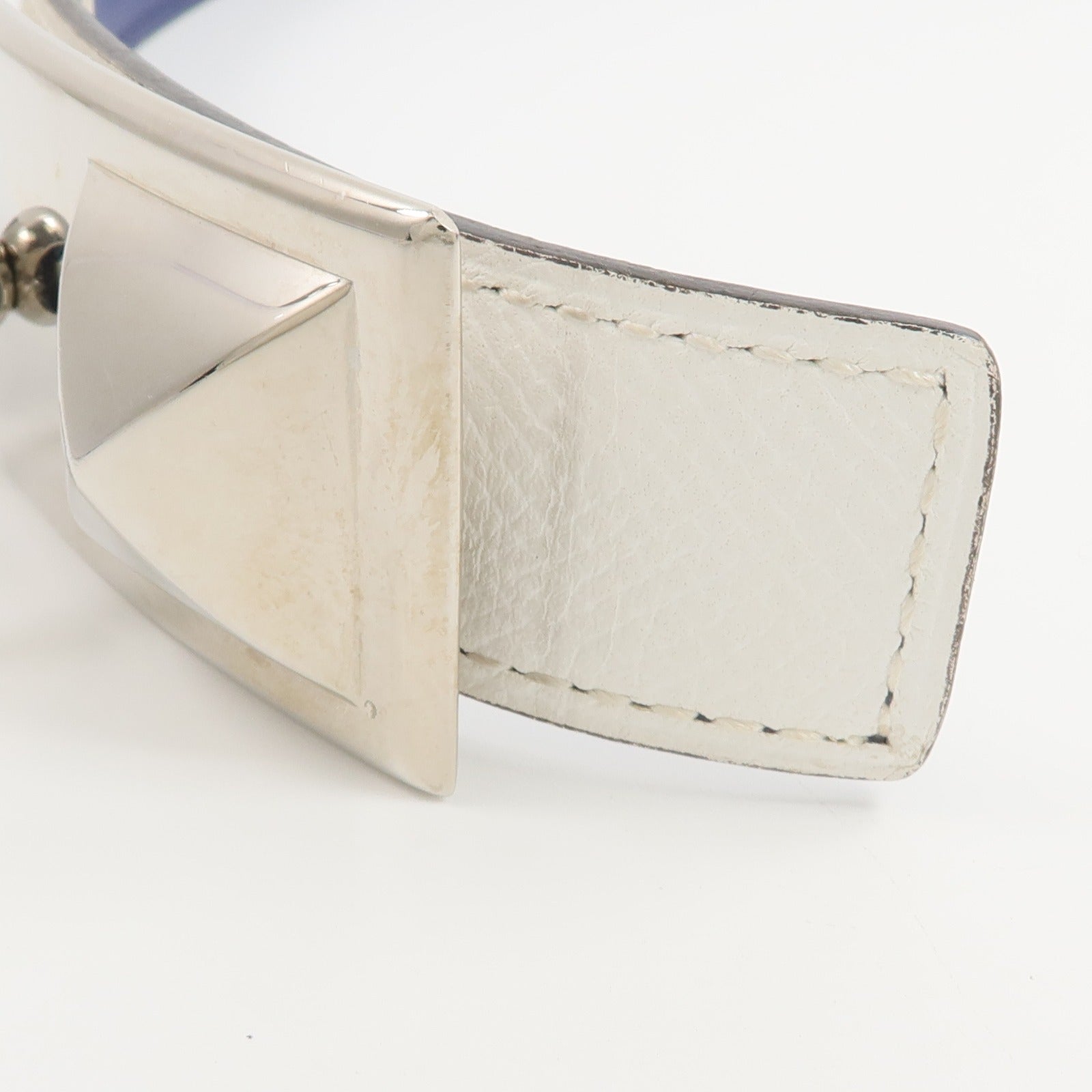 HERMES Epsom/Swift皮革Rival Reversible Belt 85cm皮帶Bleu Saphire/Blanc