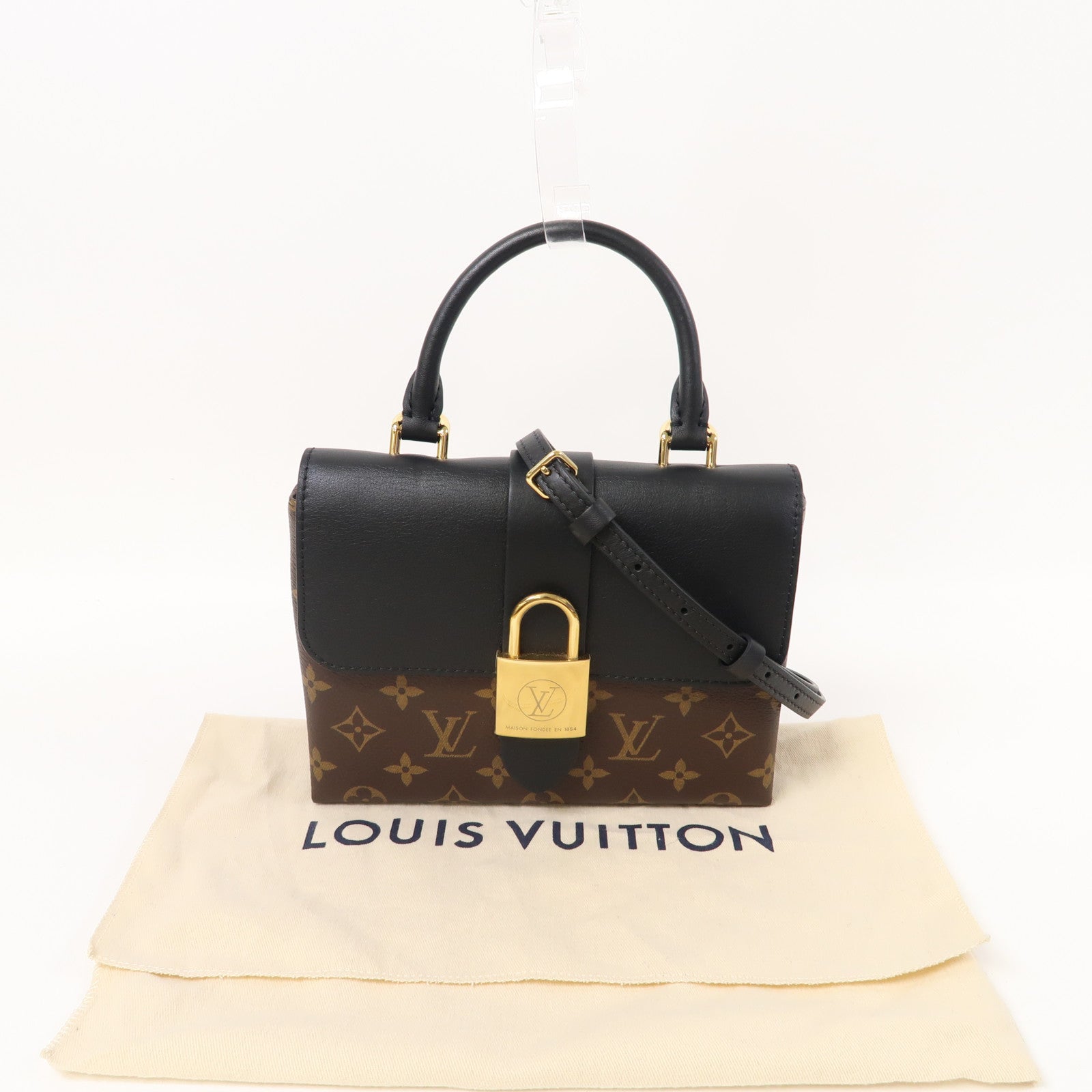 LOUIS VUITTON 【激減優惠】Monogram Locky BB金扣手挽肩背兩用袋黑色/啡色