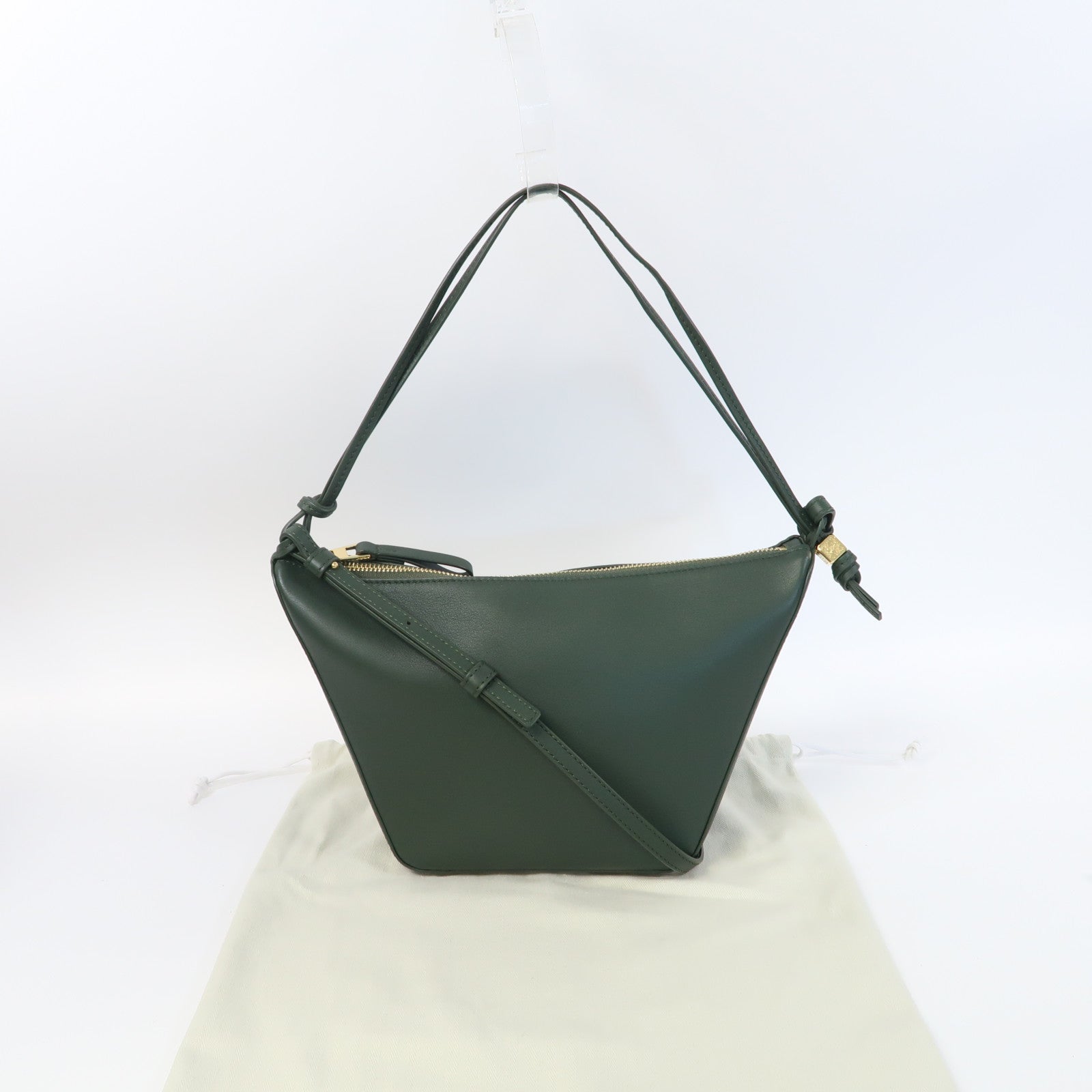 LOEWE 牛皮皮革Mini Hammock Hobo金扣肩背袋綠色